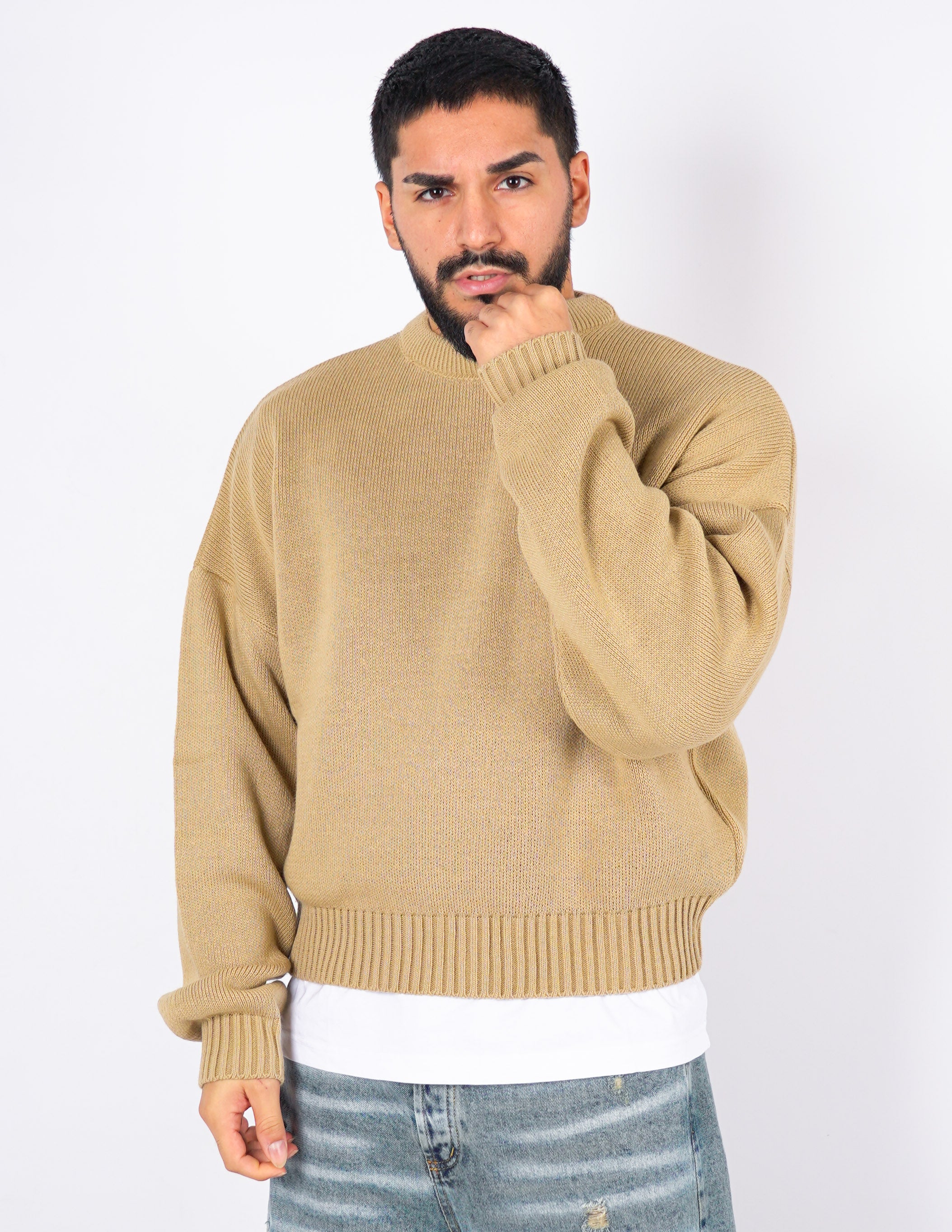 Maglione crop in lana