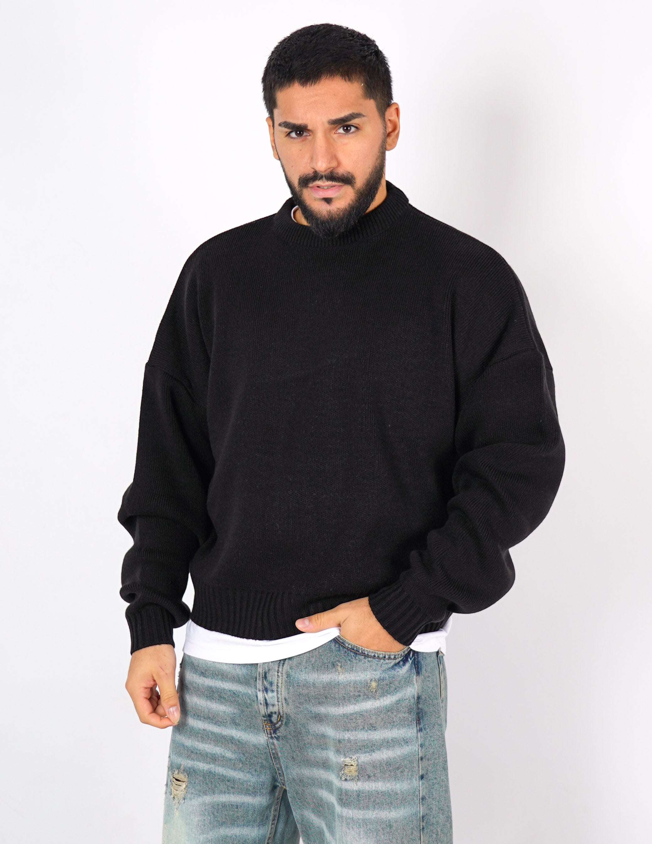 Maglione crop in lana