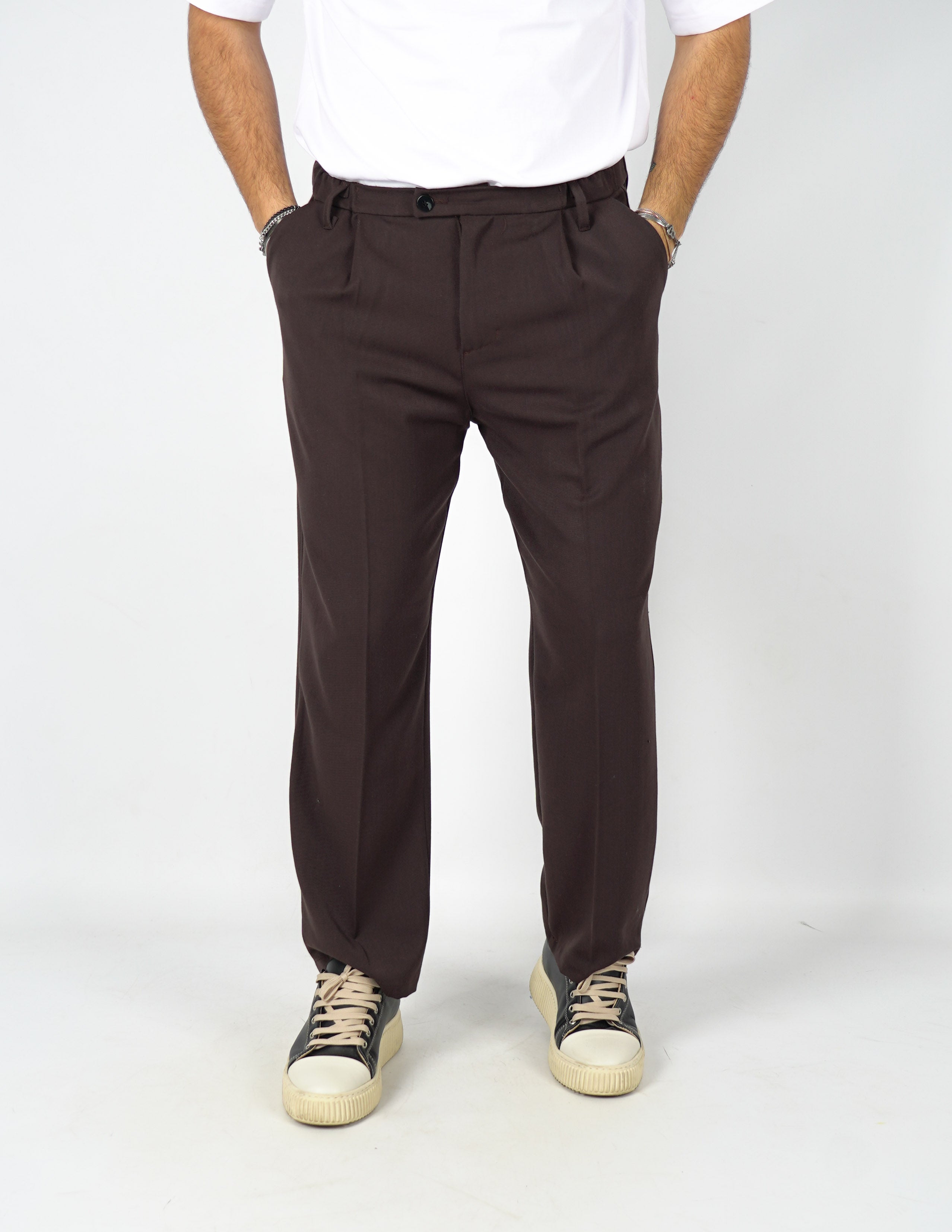 pantalone uomo fondo largo tinta unita