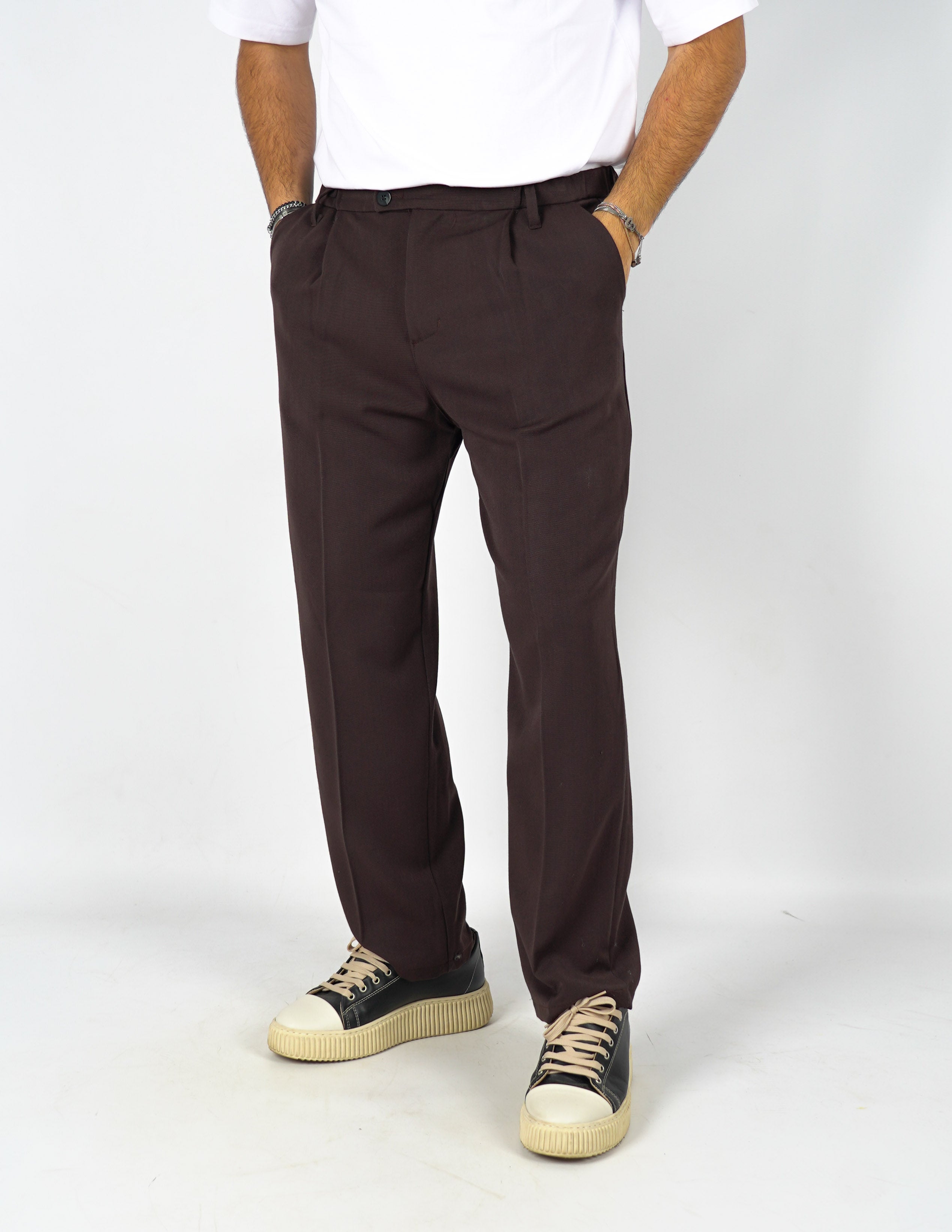 pantalone uomo fondo largo tinta unita