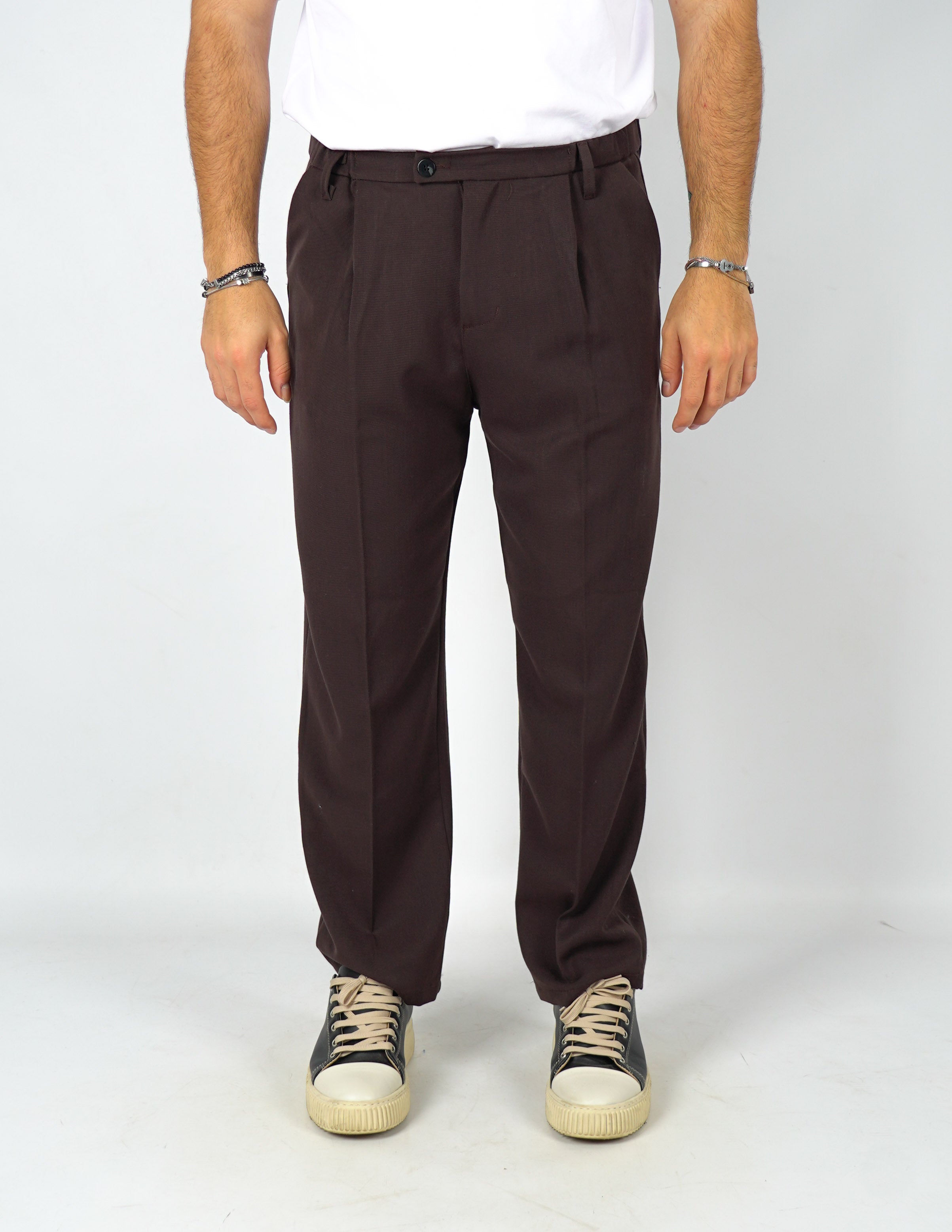 pantalone uomo fondo largo tinta unita