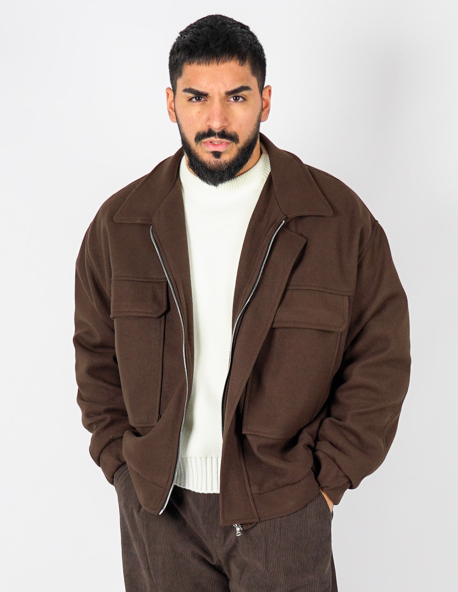 cappottino corto oversize con tasche