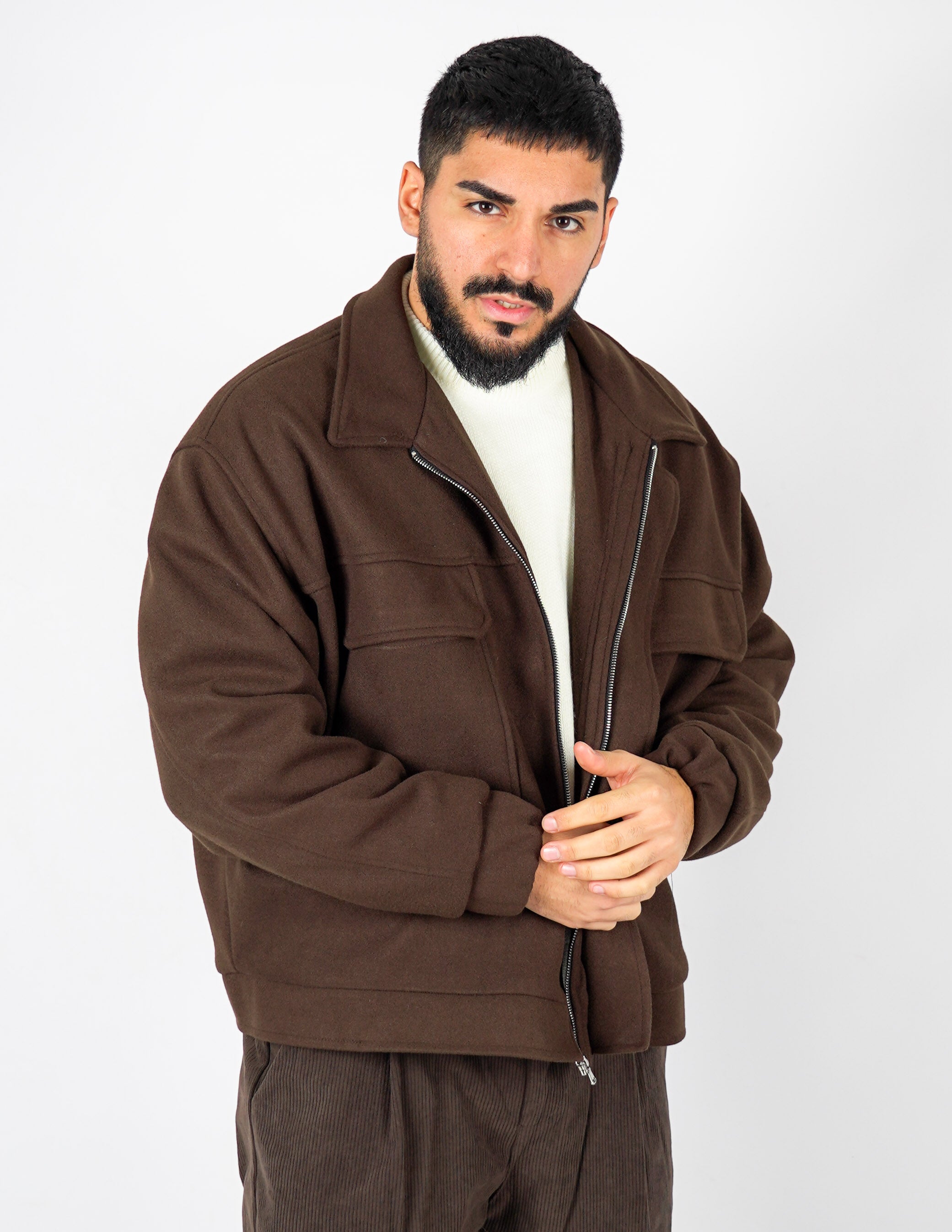 cappottino corto oversize con tasche