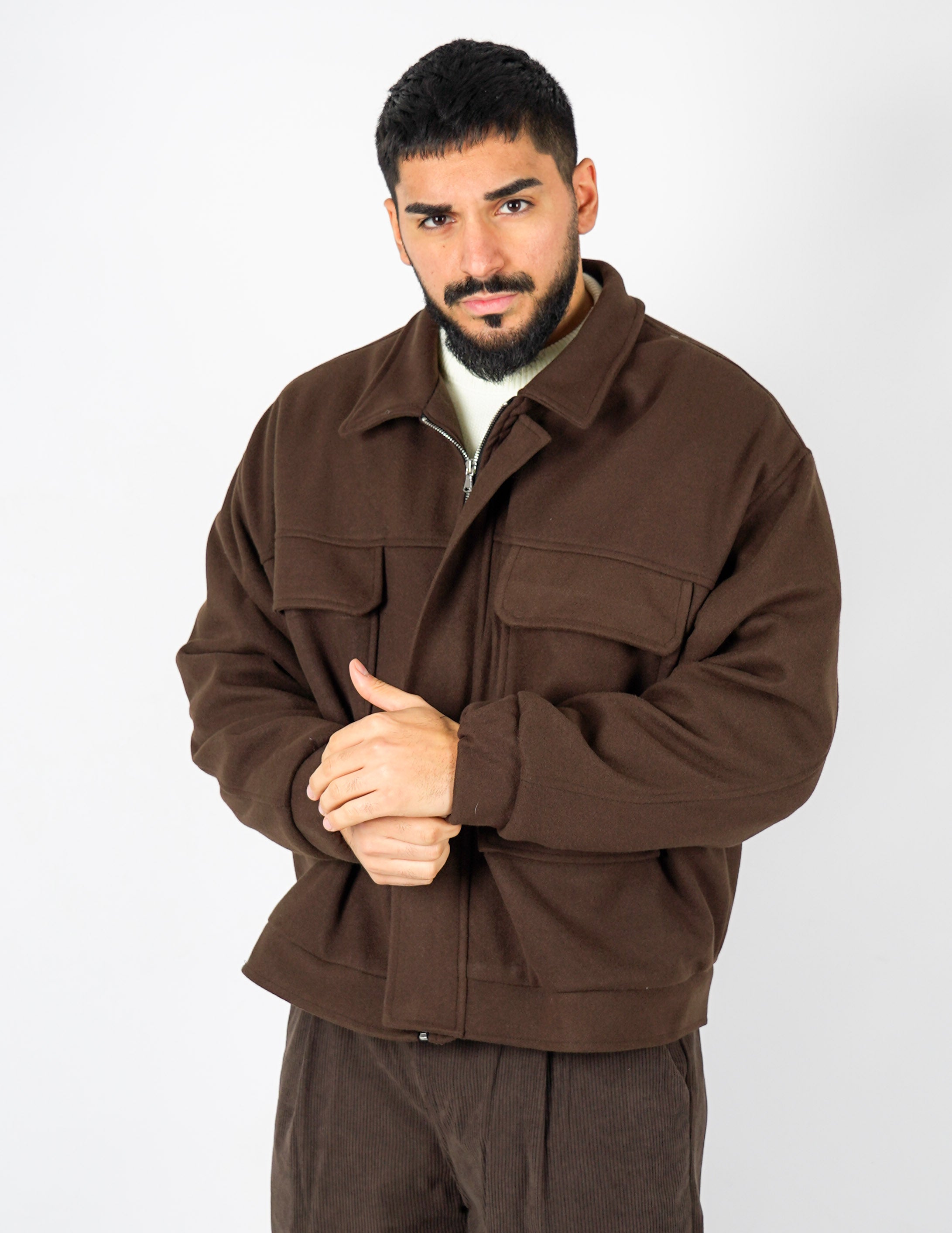 cappottino corto oversize con tasche