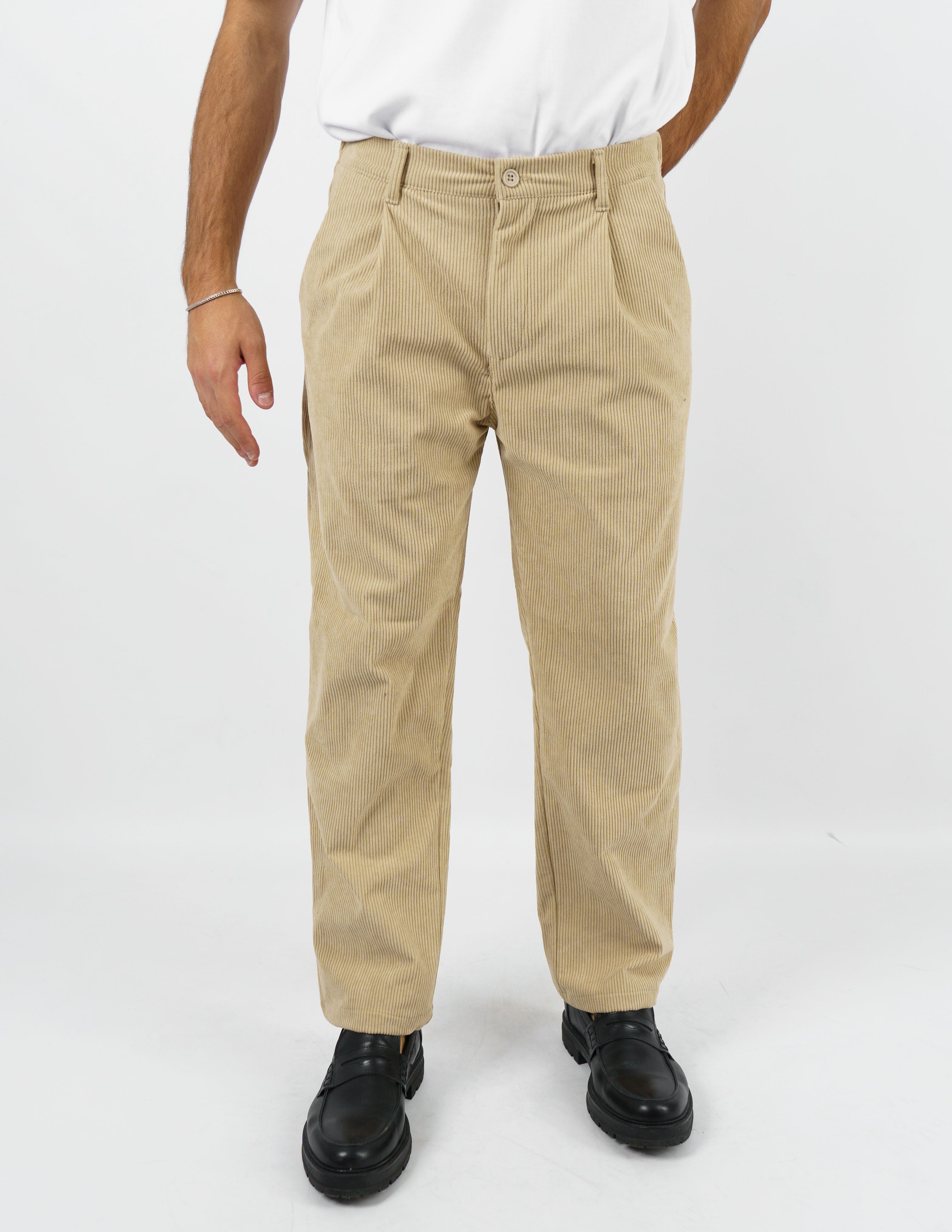 Pantalone in velluto con pence regular