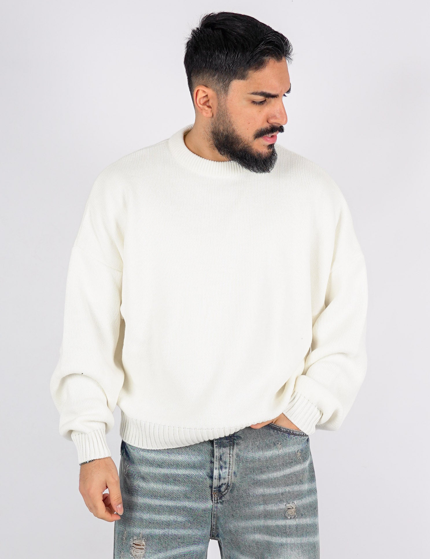 Maglione crop in lana