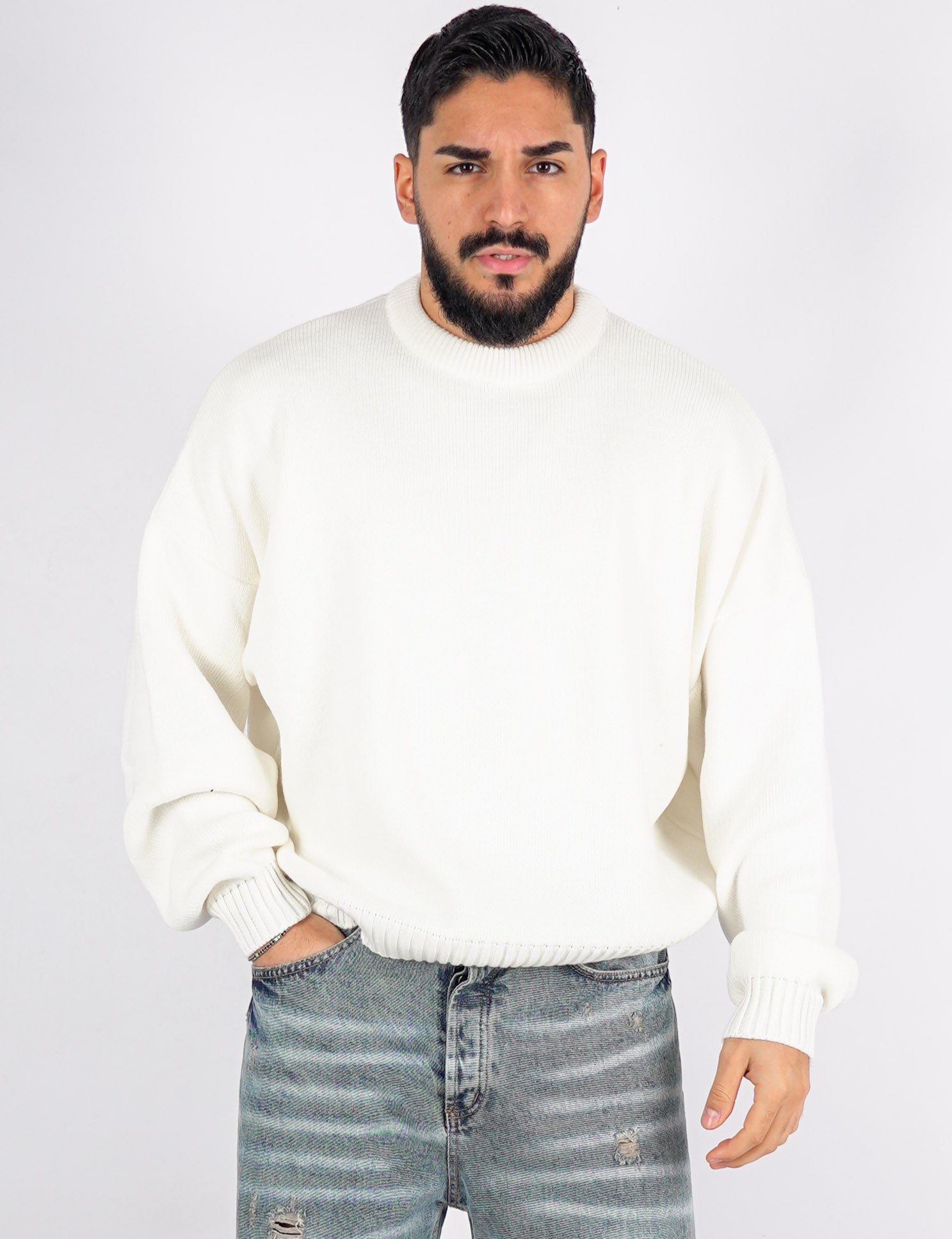 Maglione crop in lana