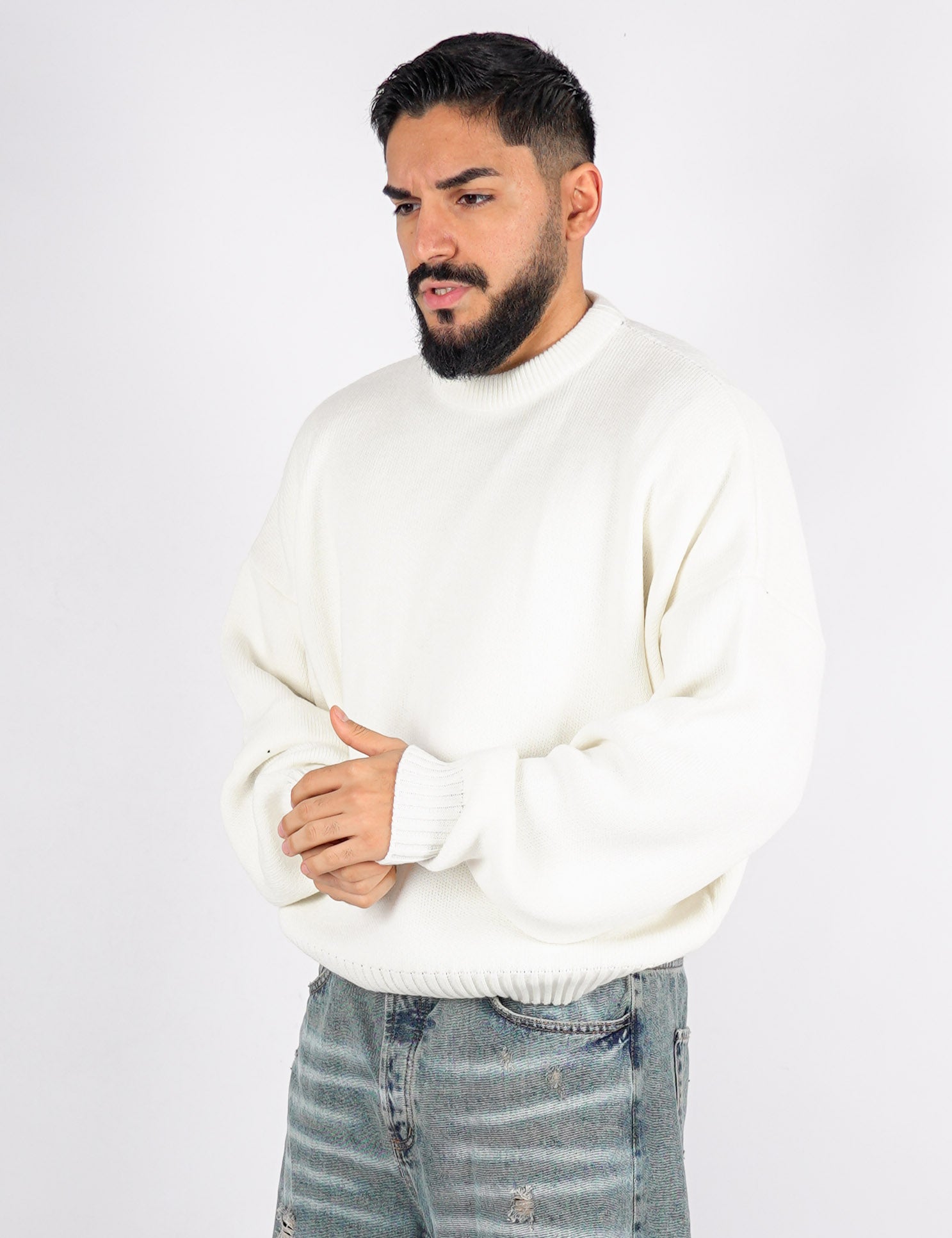 Maglione crop in lana