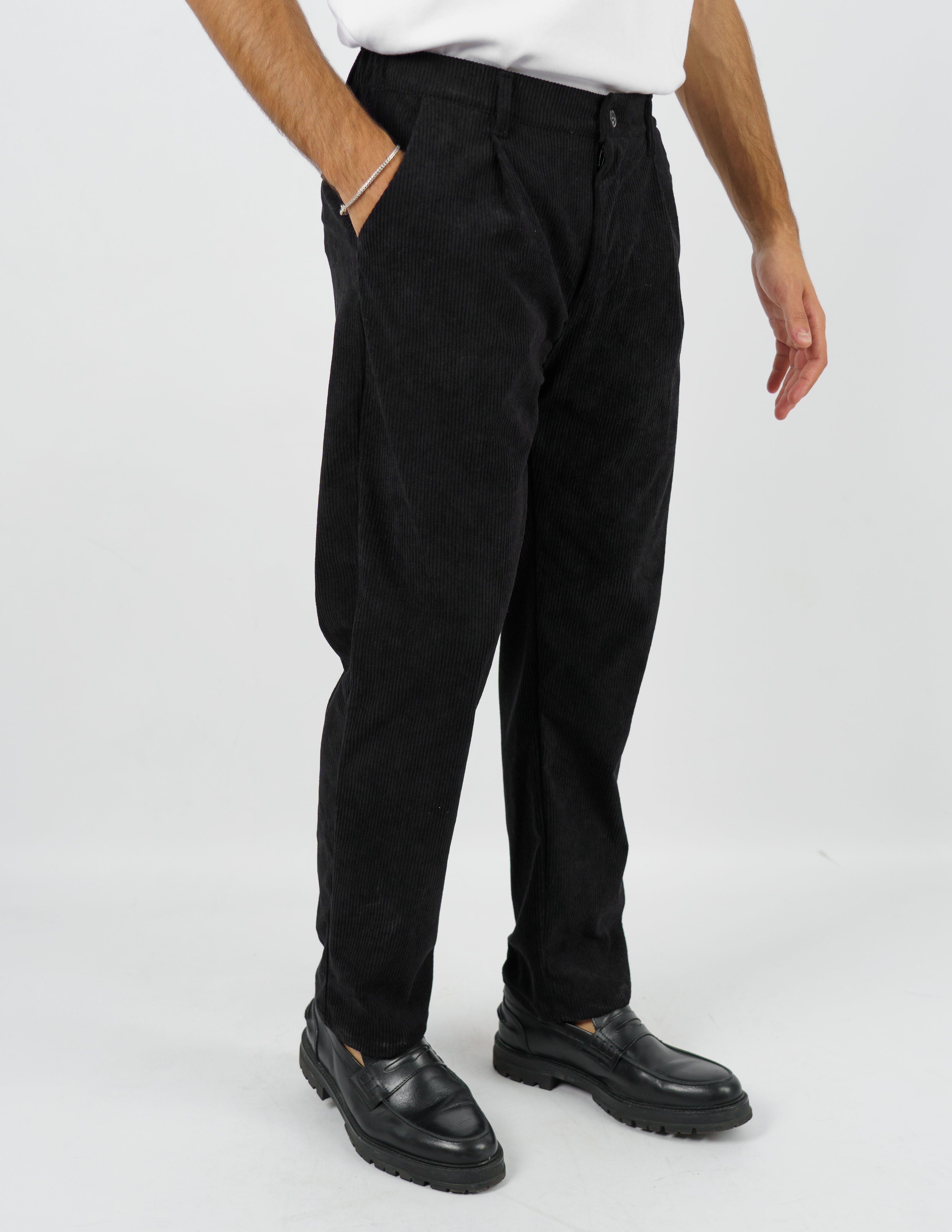 Pantalone in velluto con pence regular