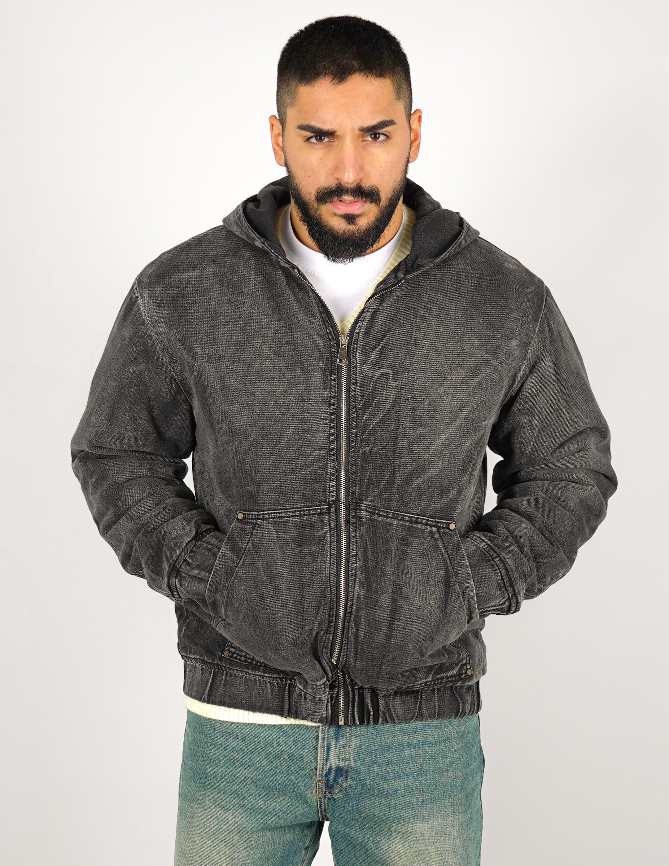 GIUBBINO UOMO CON ZIP E CAPPUCCIO