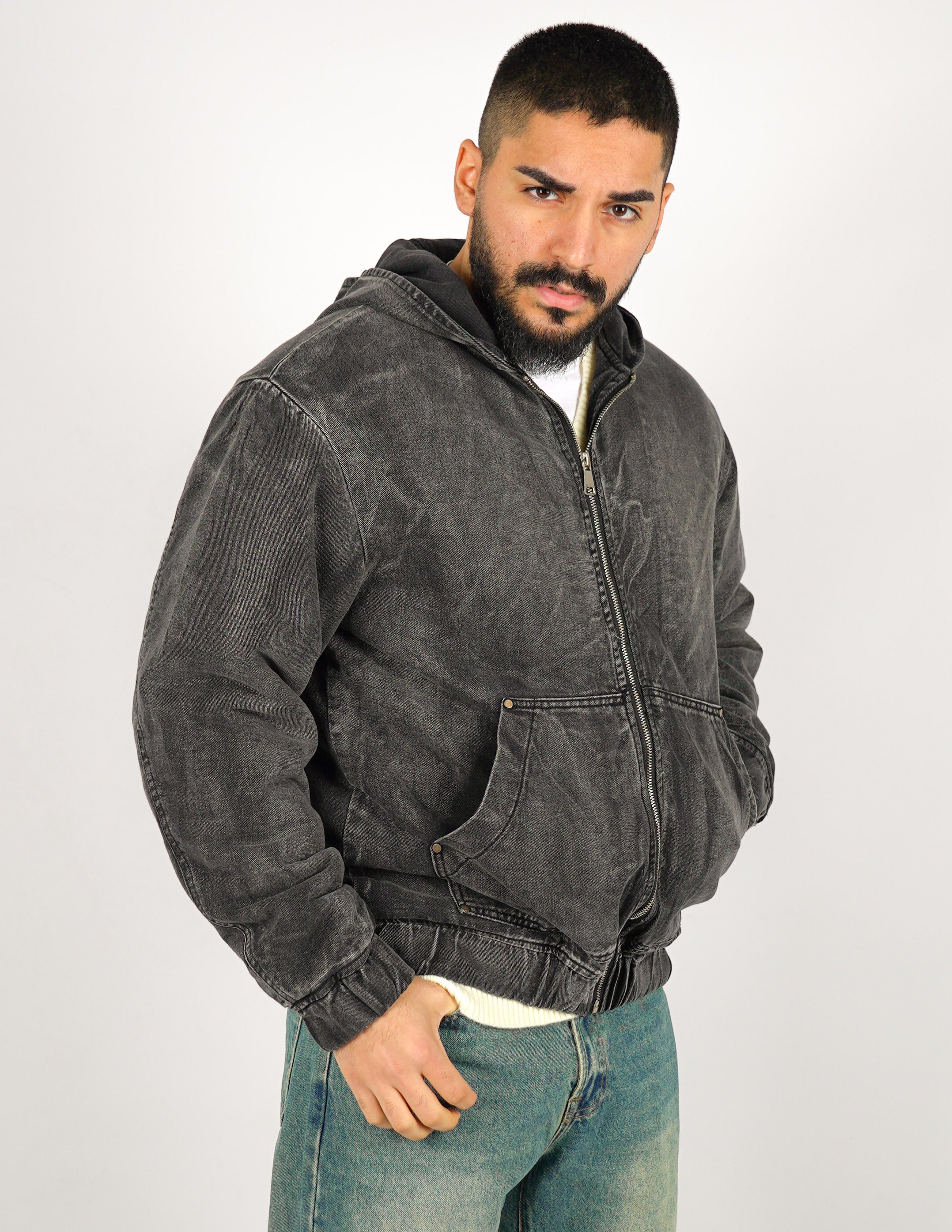 GIUBBINO UOMO CON ZIP E CAPPUCCIO