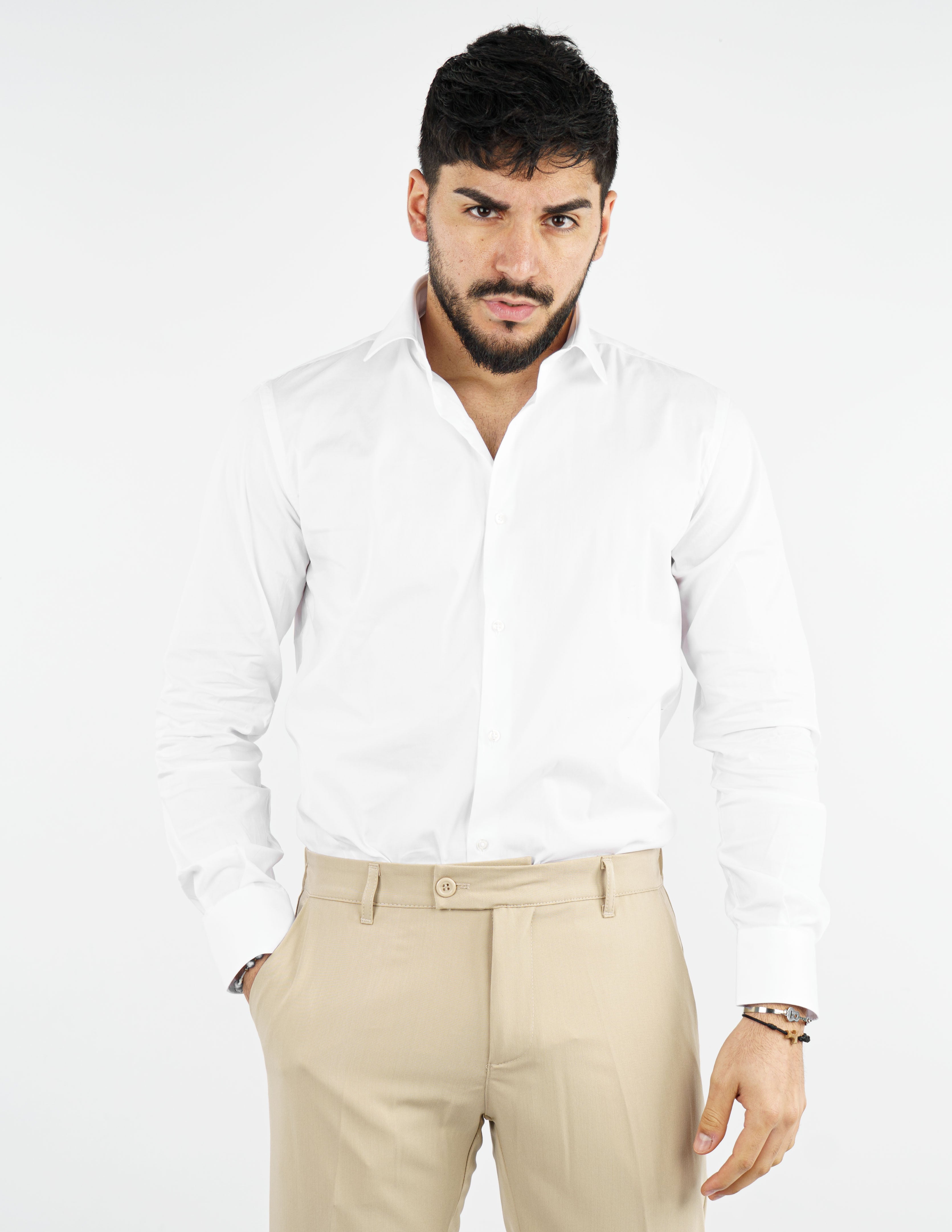 camicia uomo in cotone collo francese