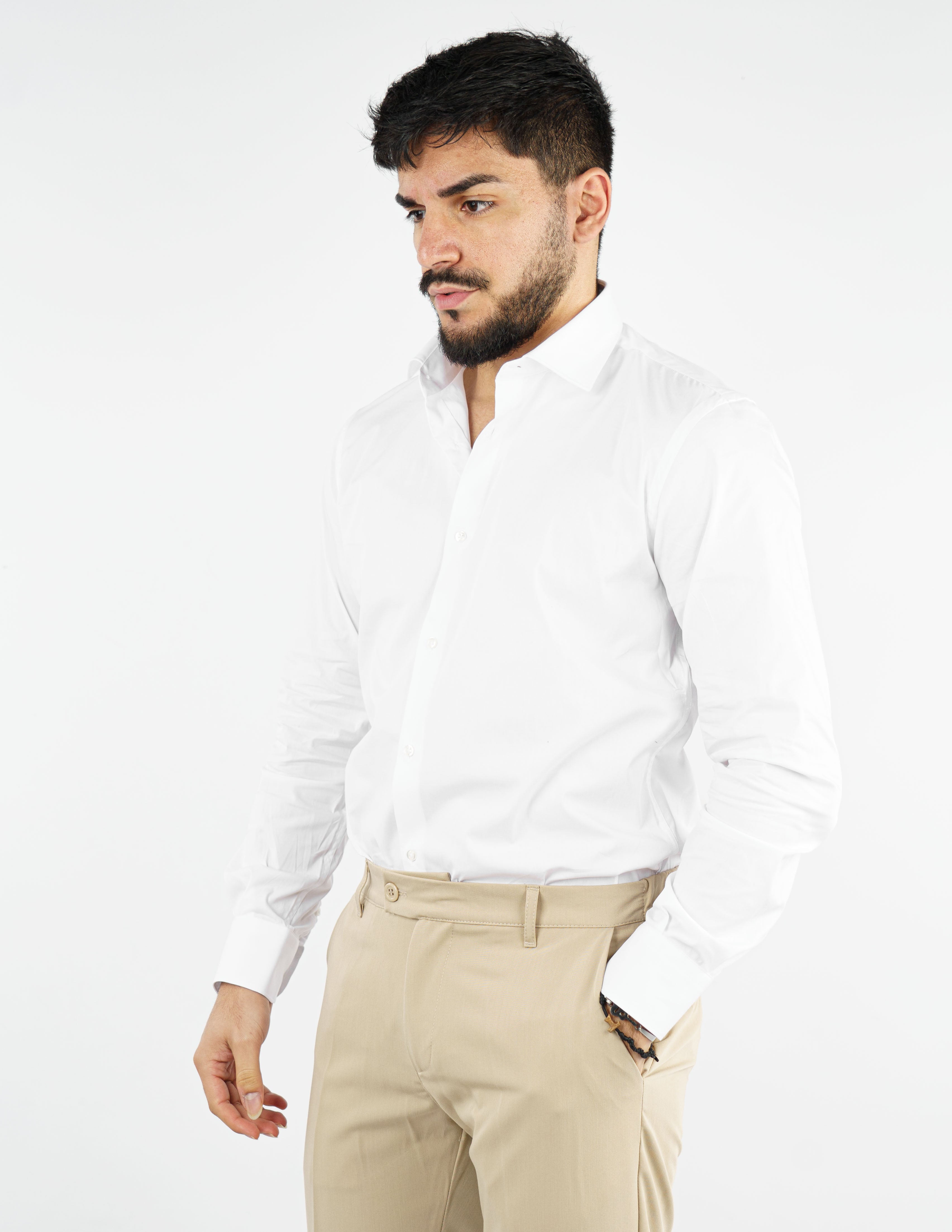 camicia uomo in cotone collo francese