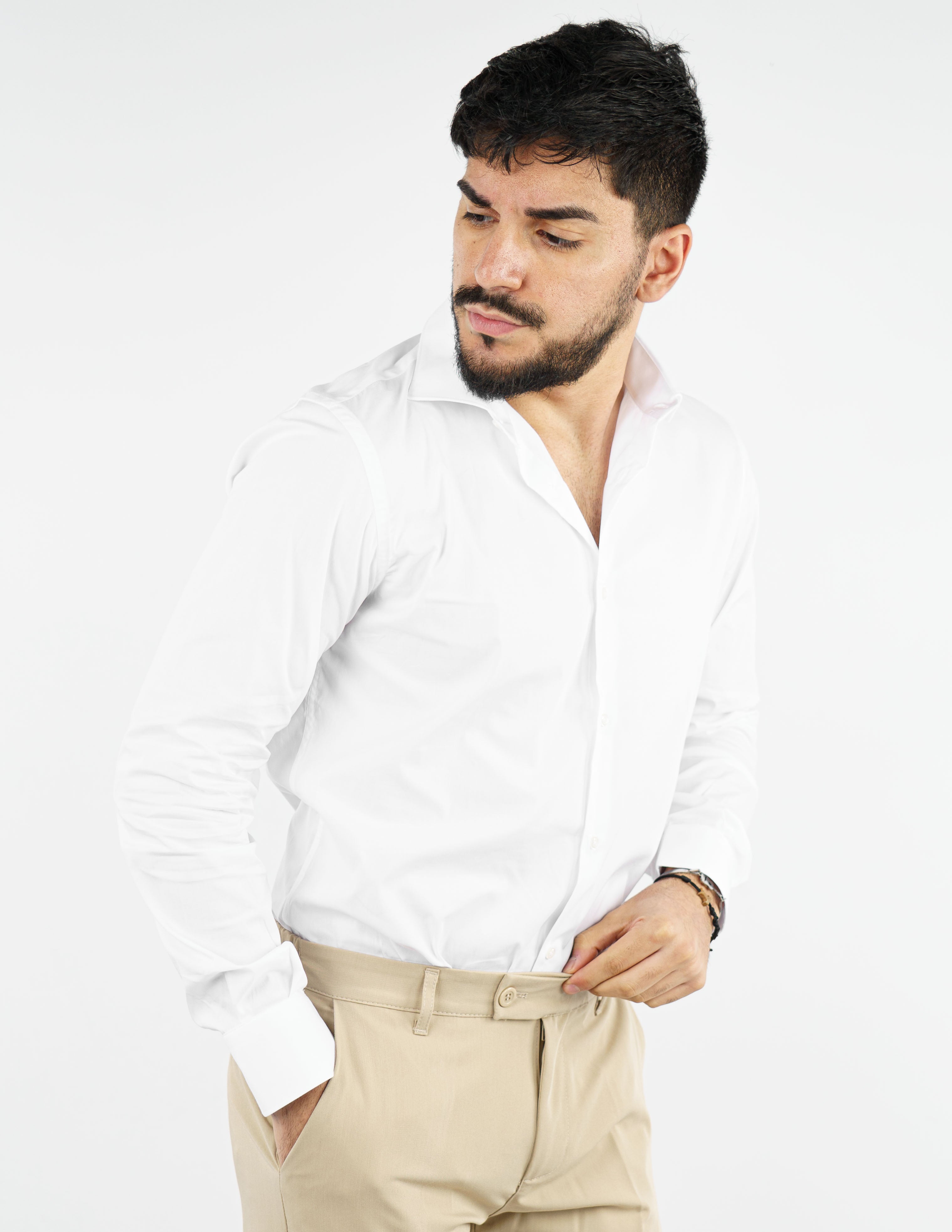 camicia uomo in cotone collo francese