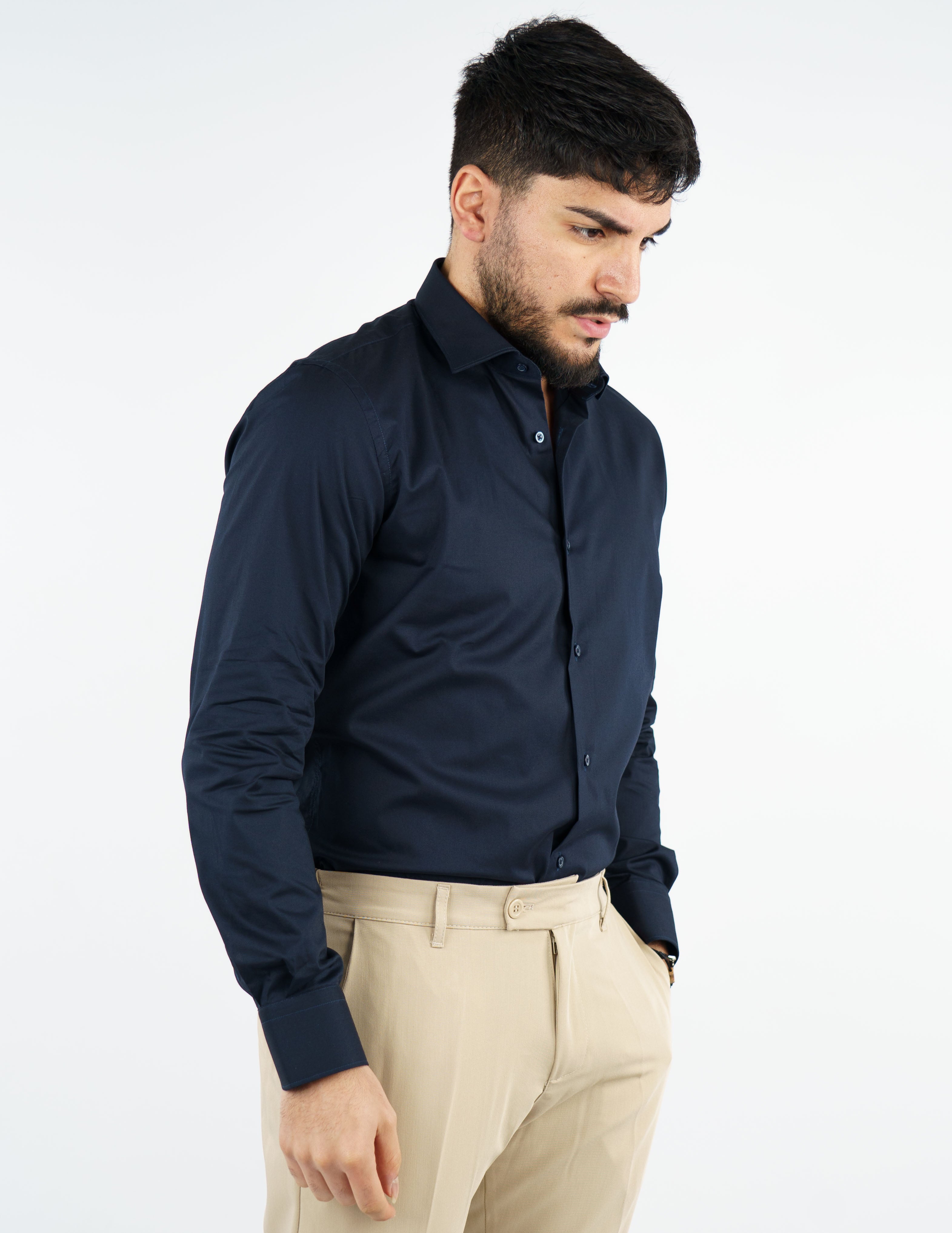 camicia uomo in cotone collo francese