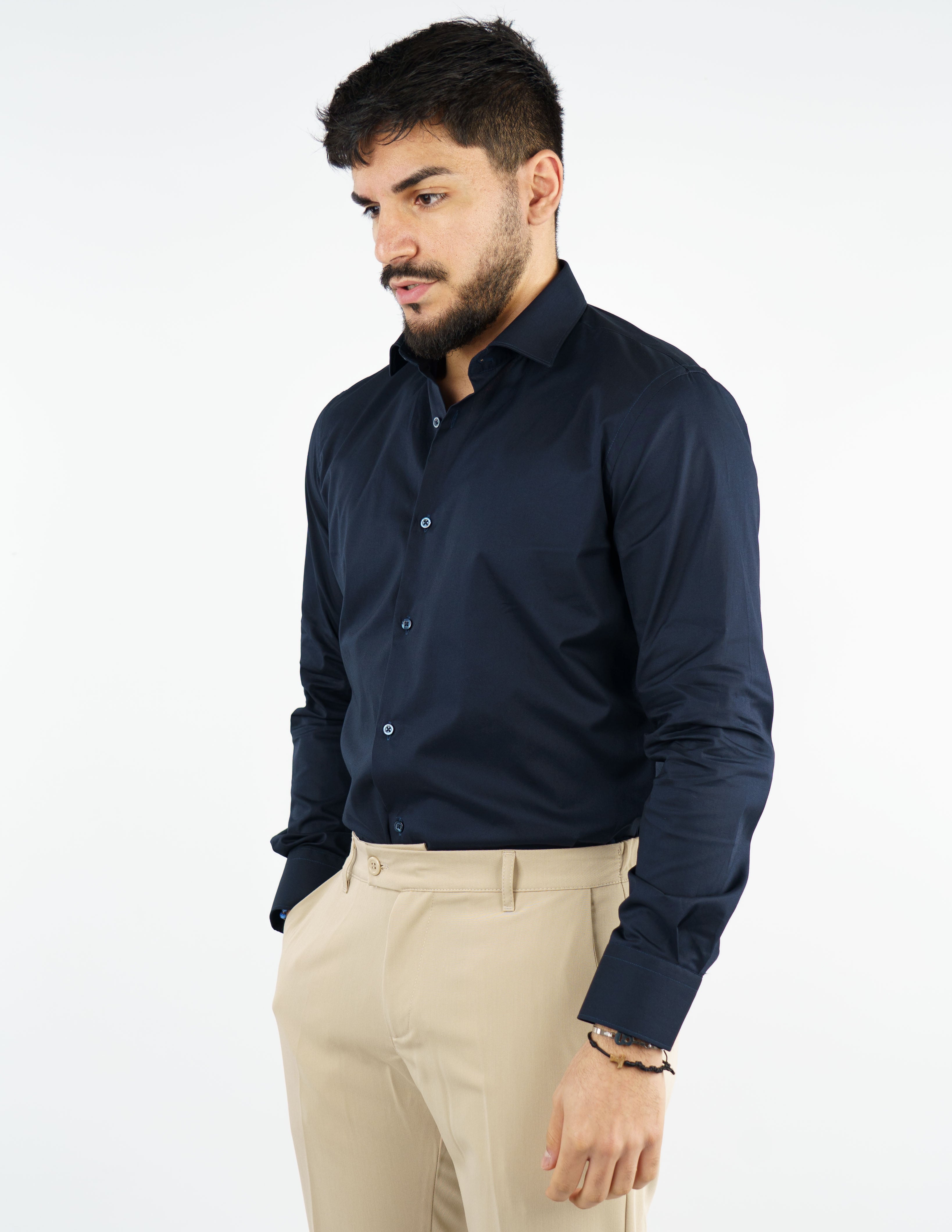 camicia uomo in cotone collo francese