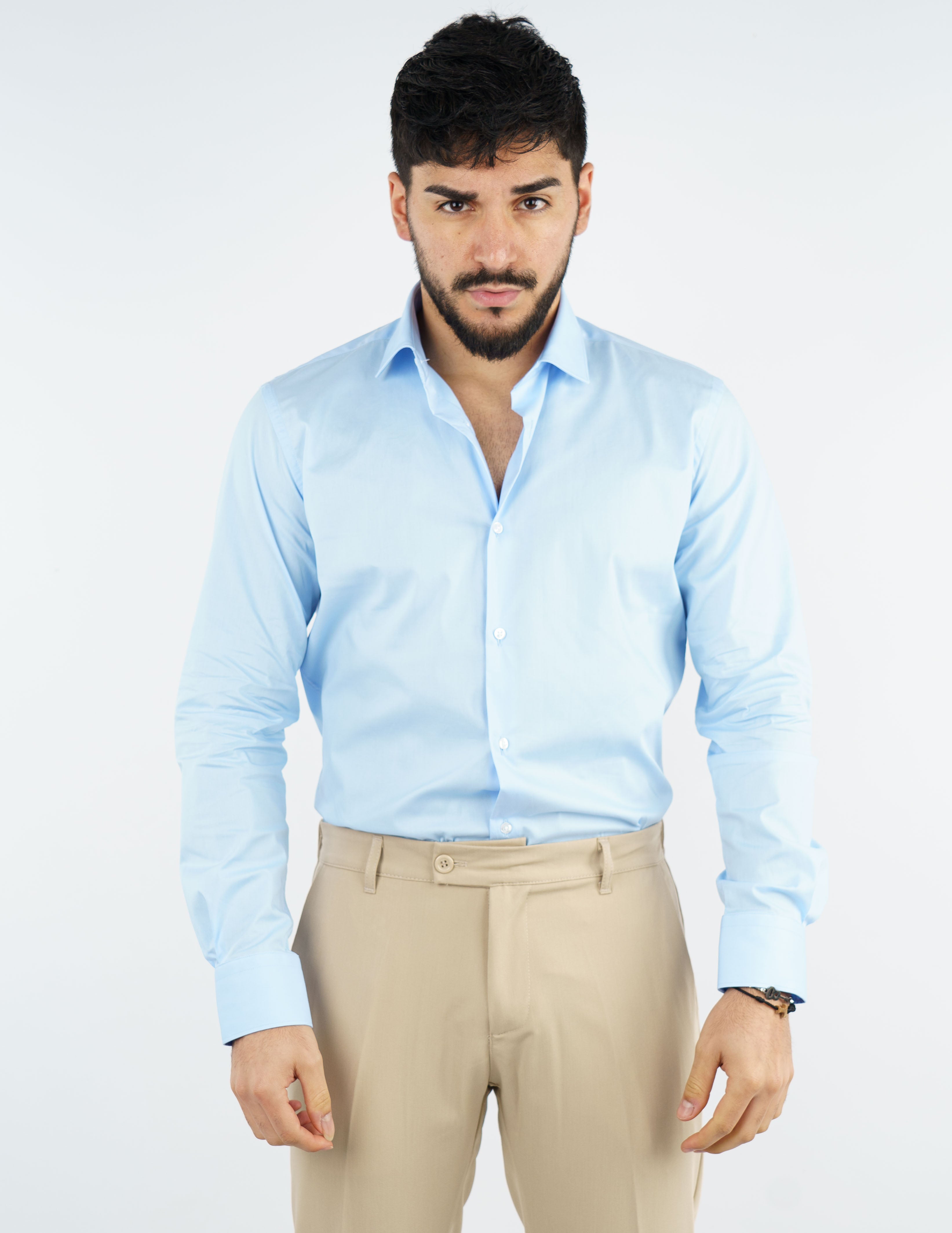 camicia uomo in cotone collo francese