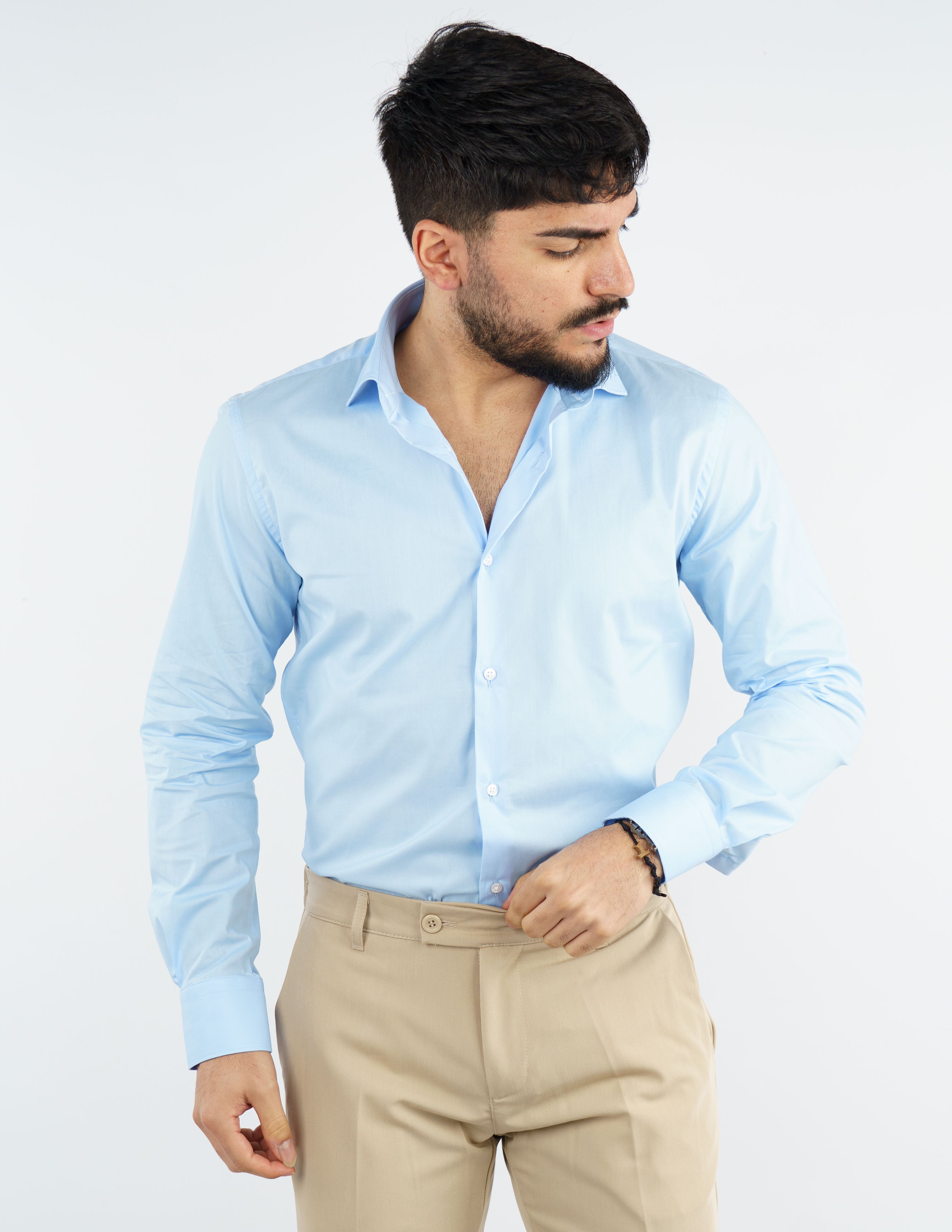 camicia uomo in cotone collo francese