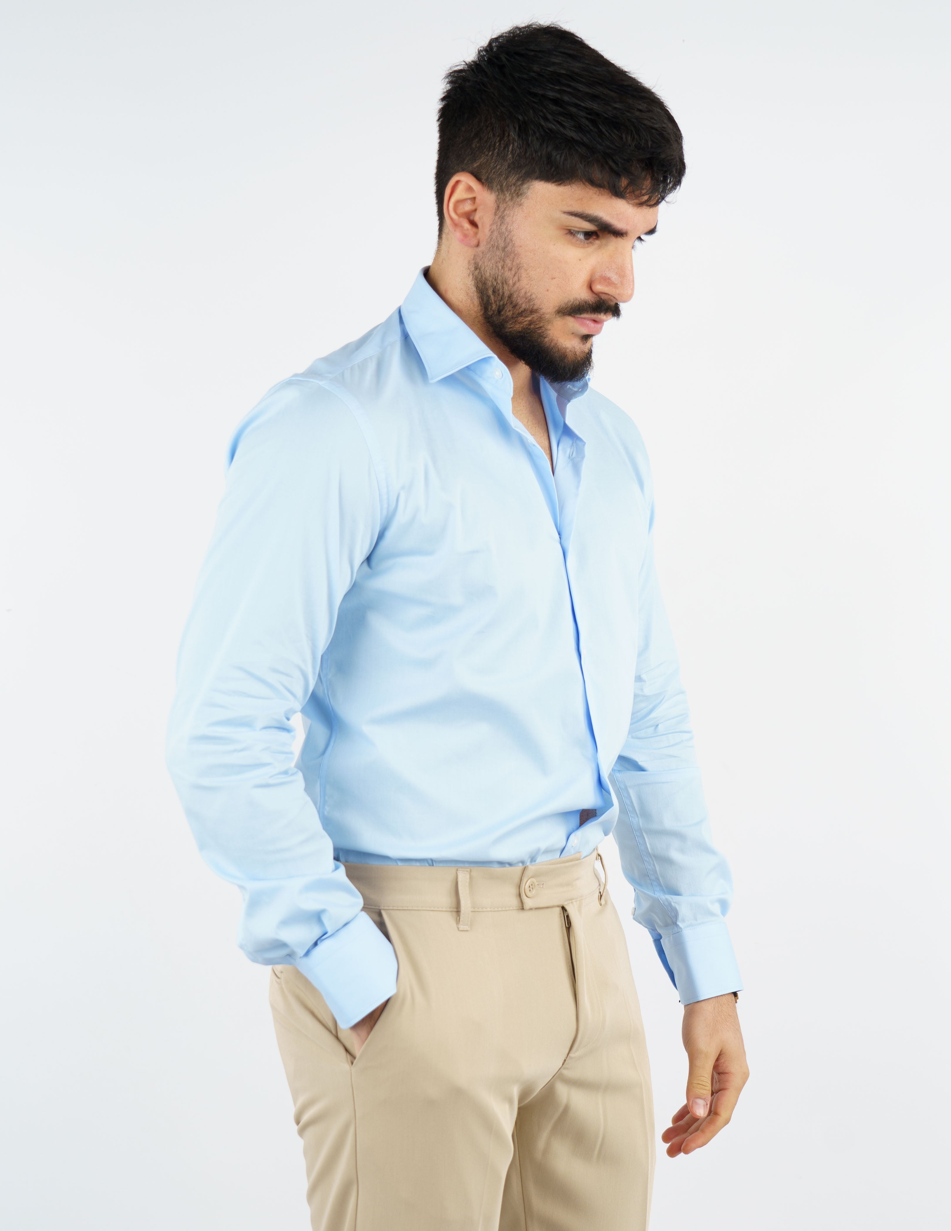 camicia uomo in cotone collo francese