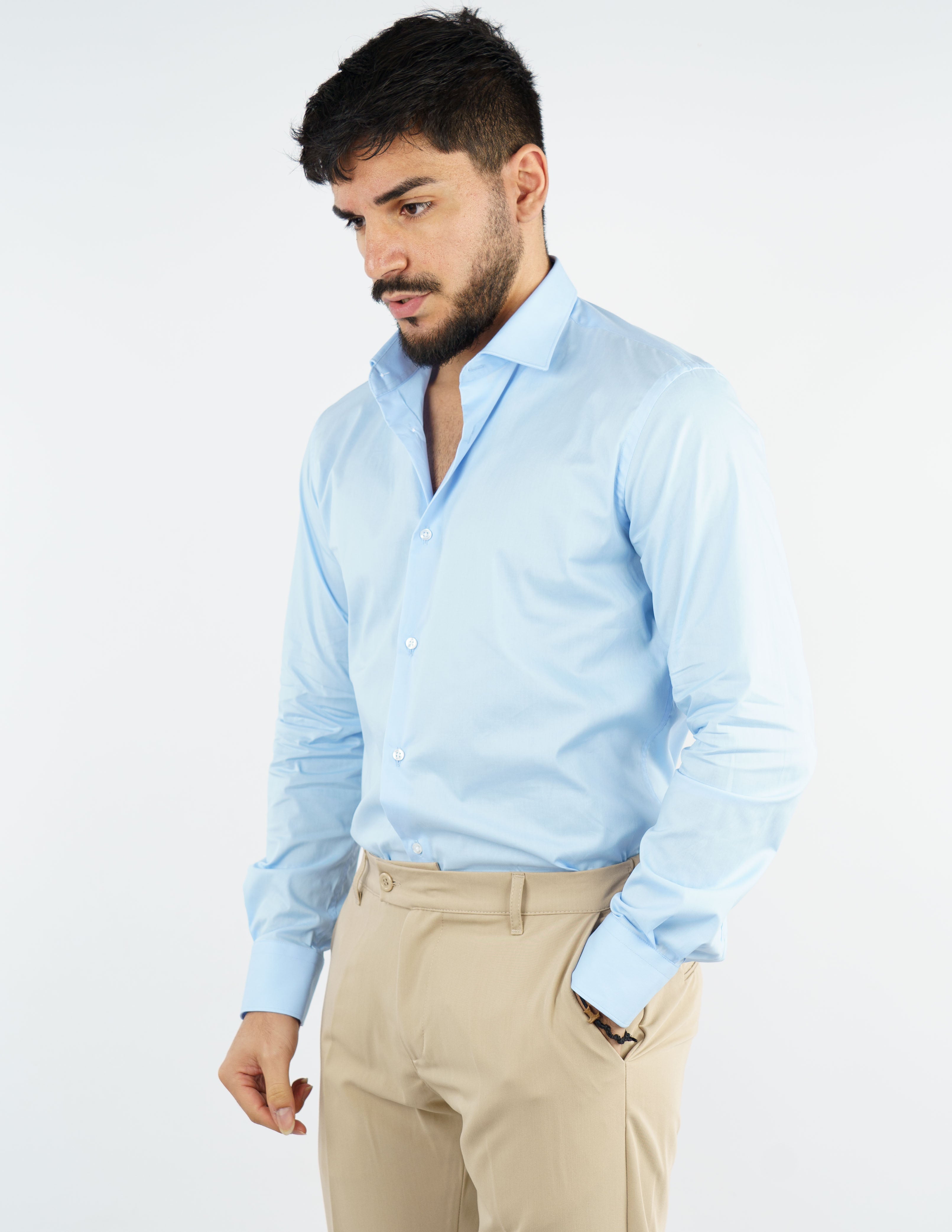 camicia uomo in cotone collo francese