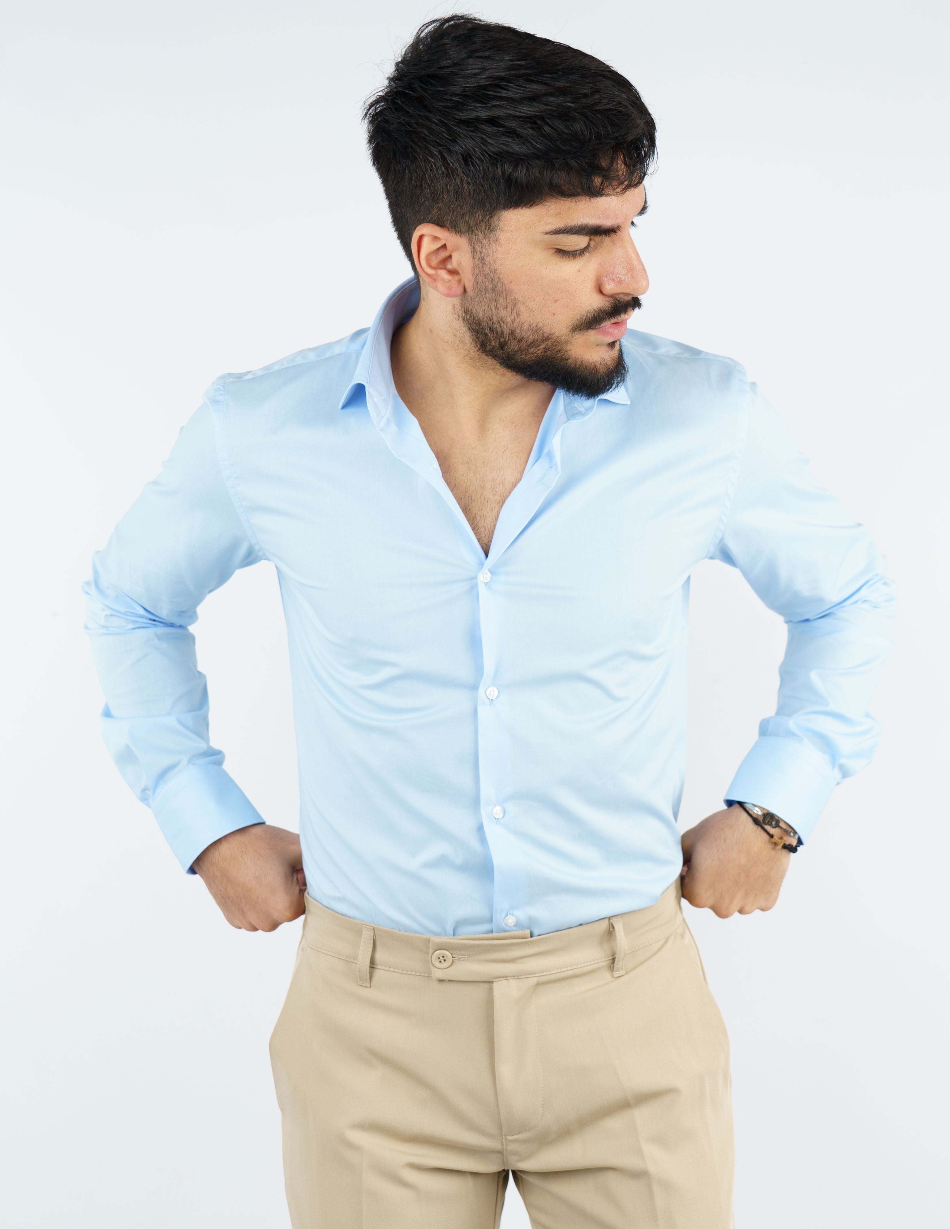 camicia uomo in cotone collo francese