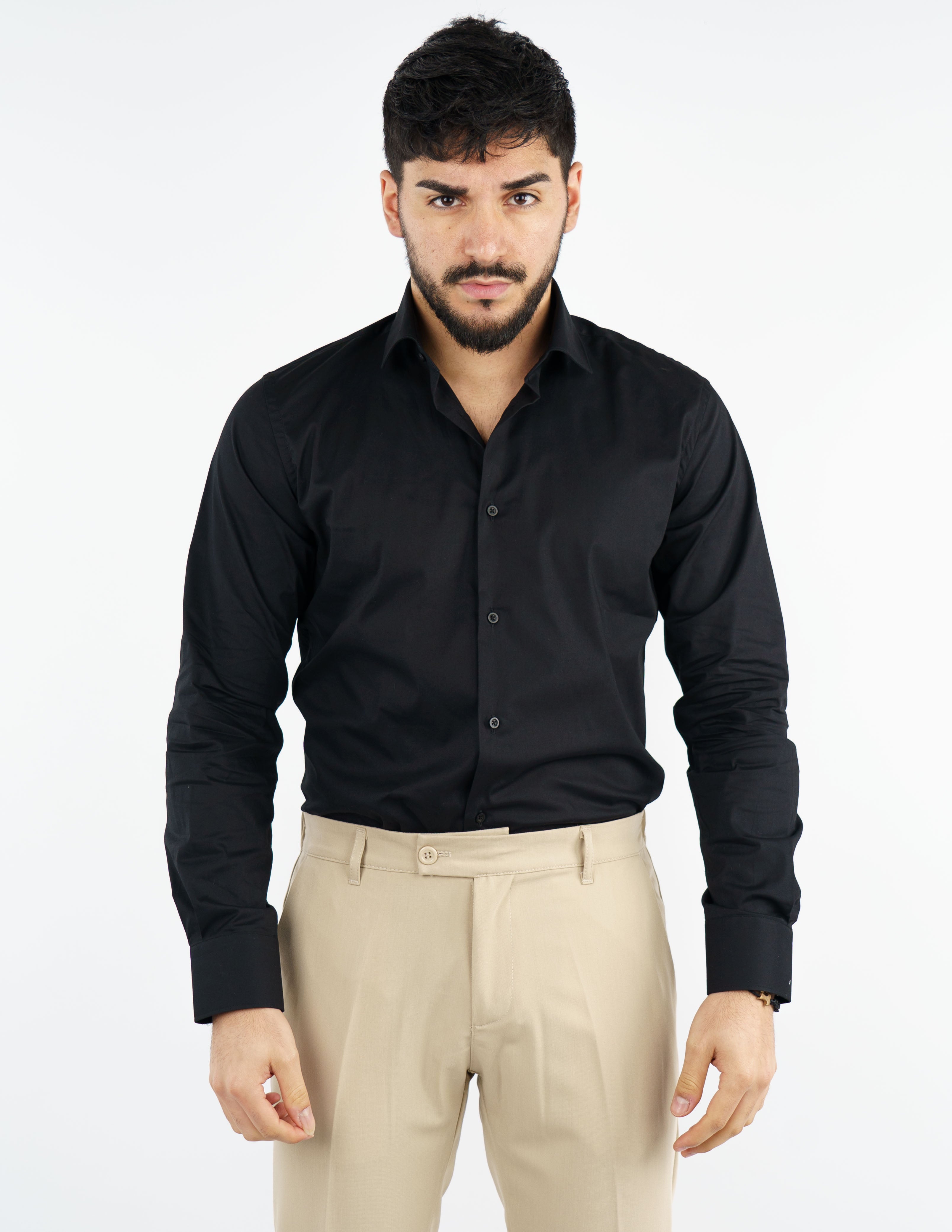 camicia uomo in cotone collo francese