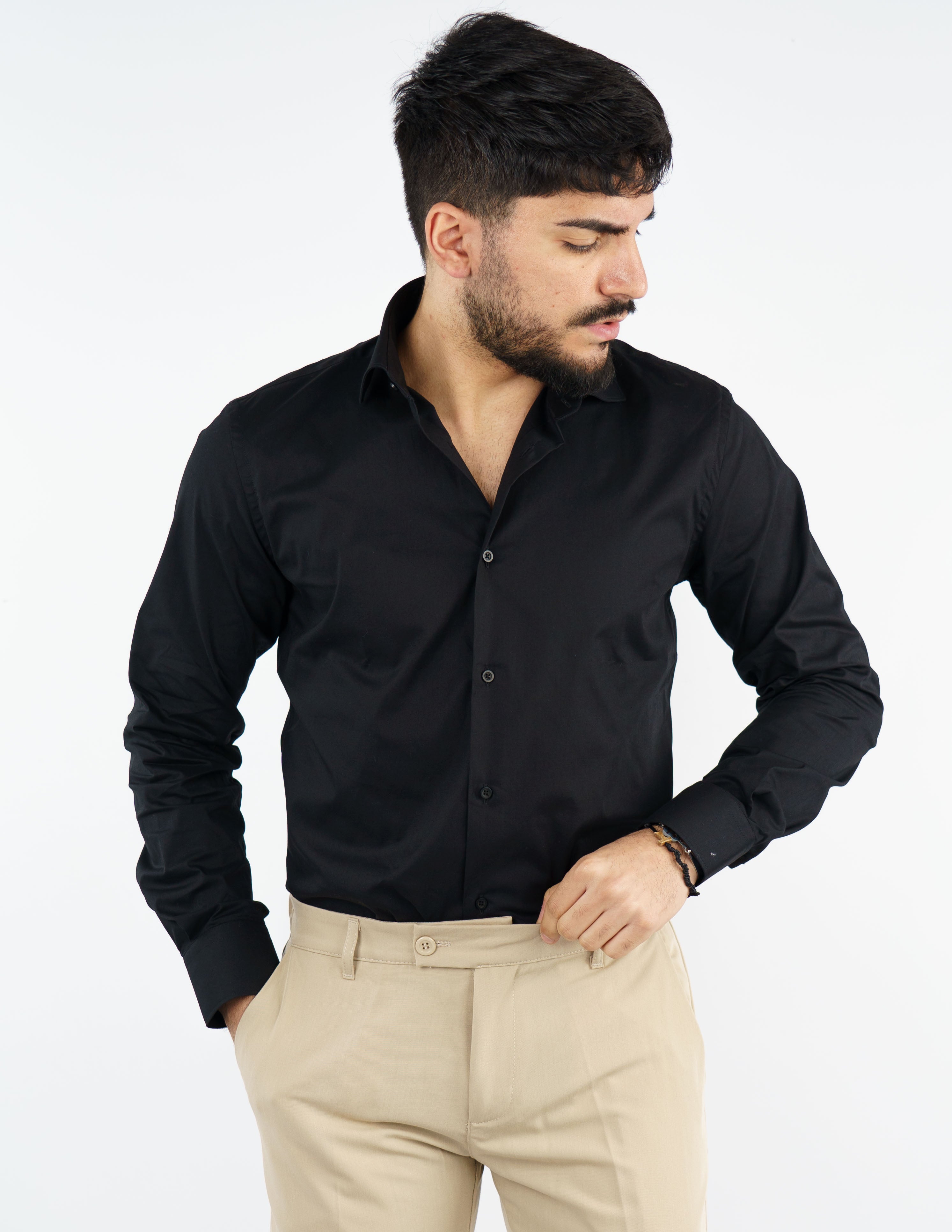 camicia uomo in cotone collo francese