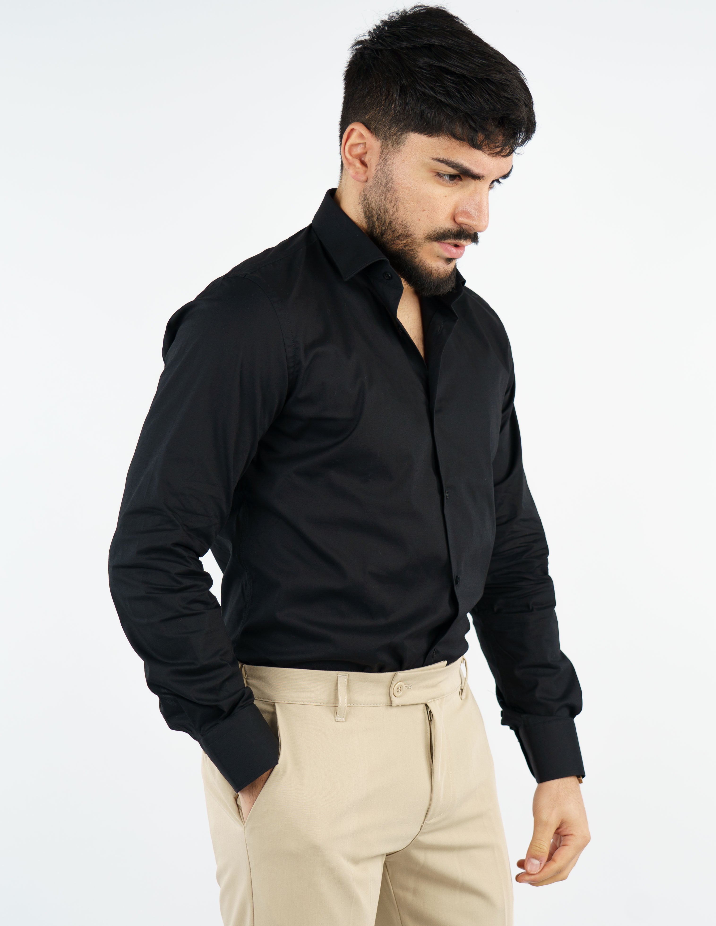 camicia uomo in cotone collo francese