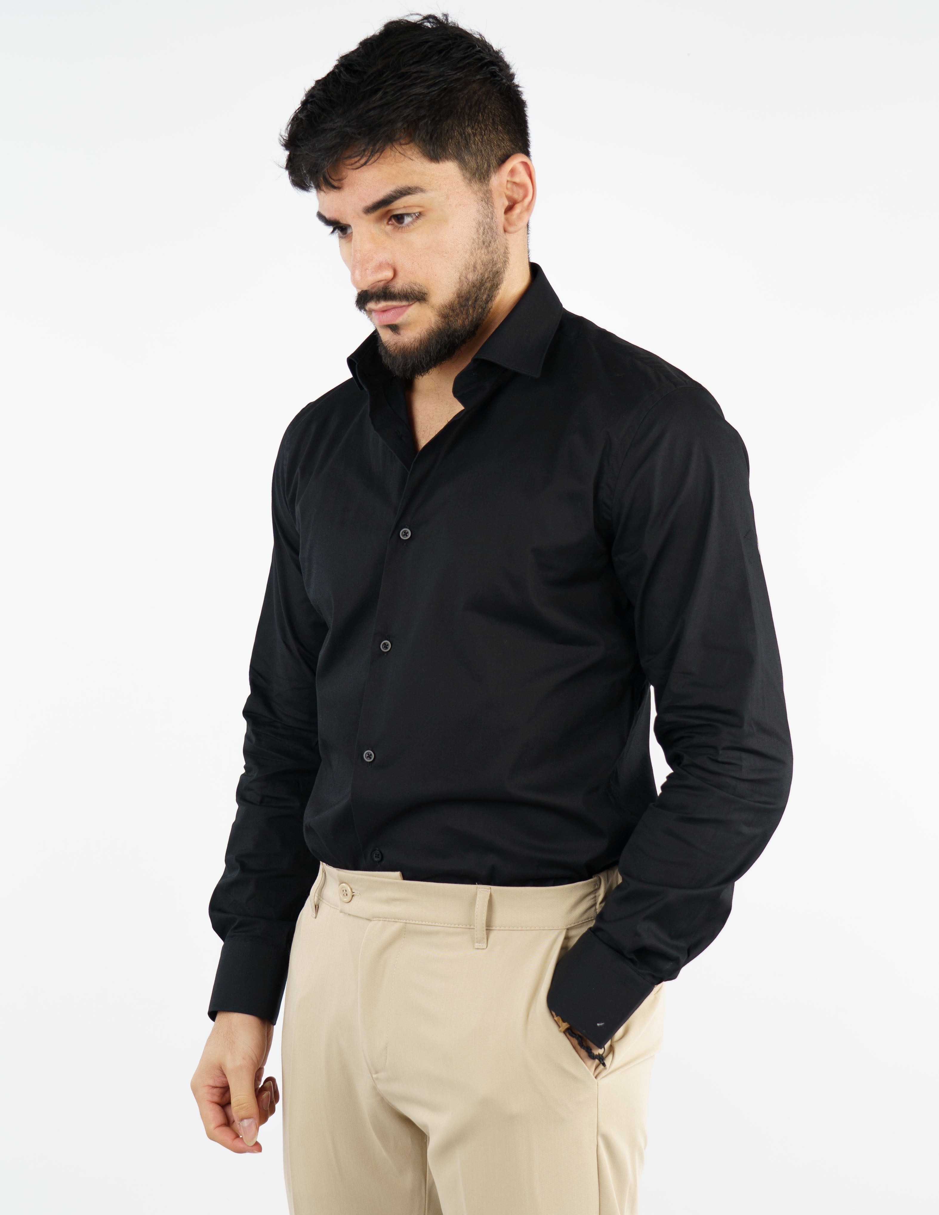 camicia uomo in cotone collo francese
