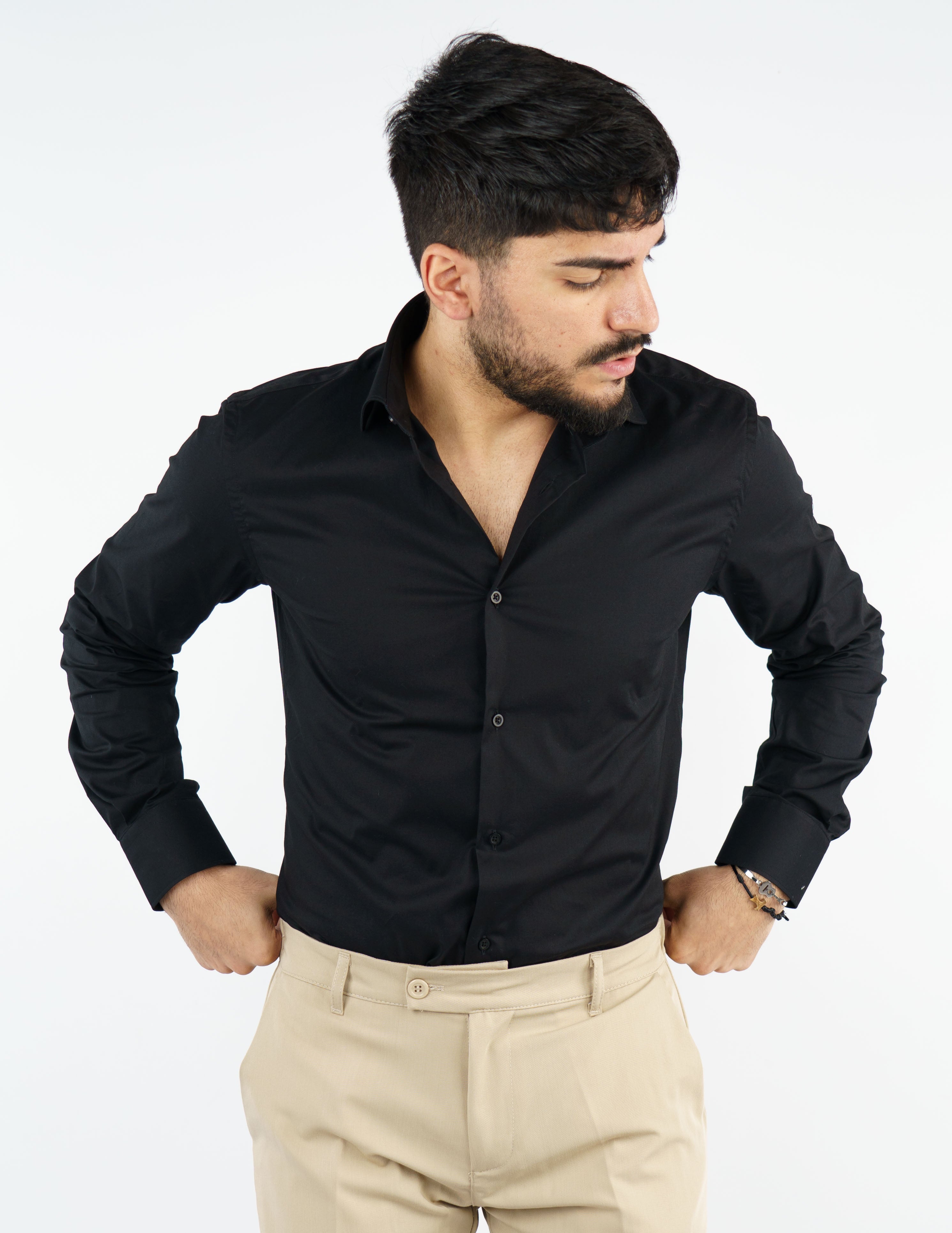 camicia uomo in cotone collo francese