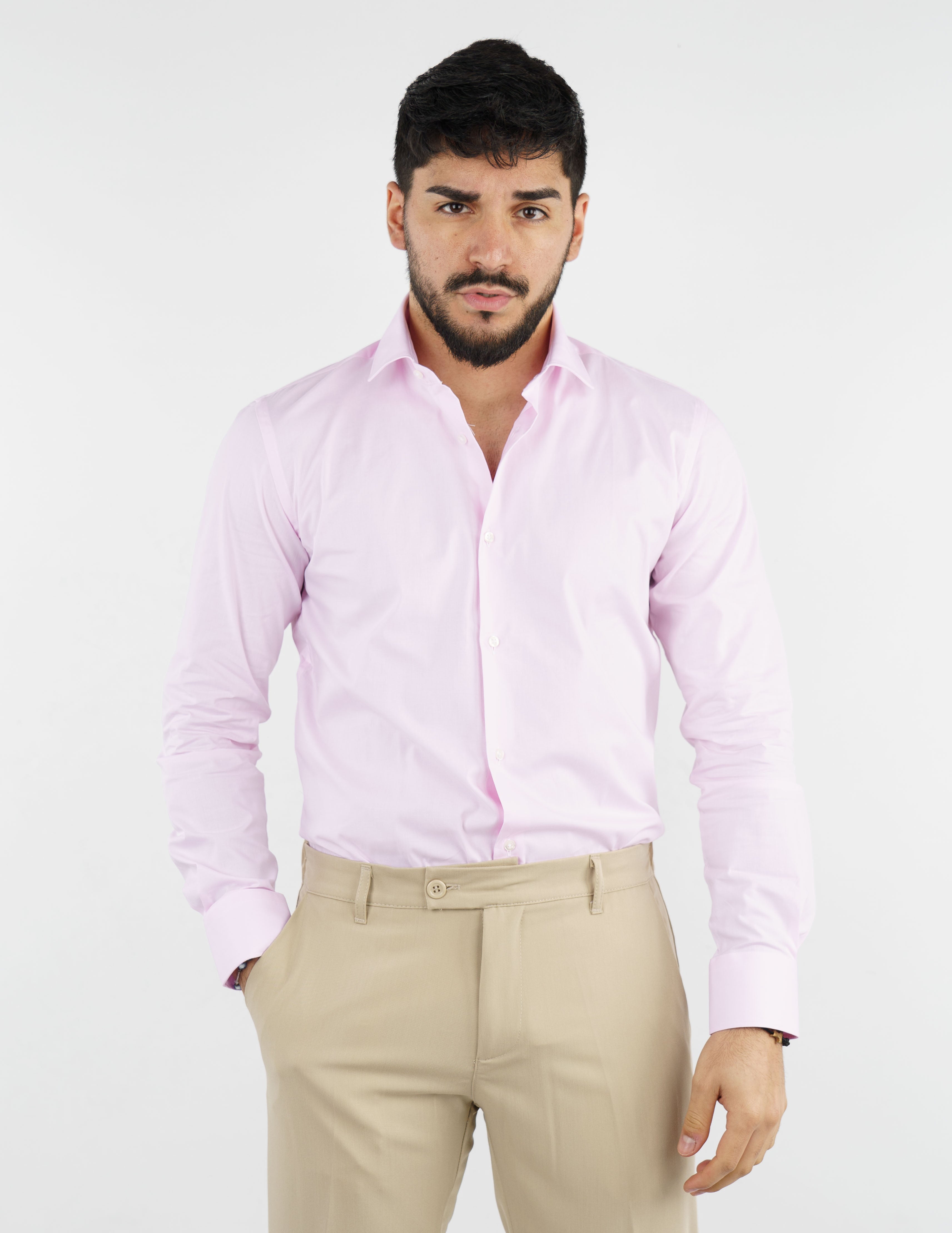 camicia uomo in cotone collo francese