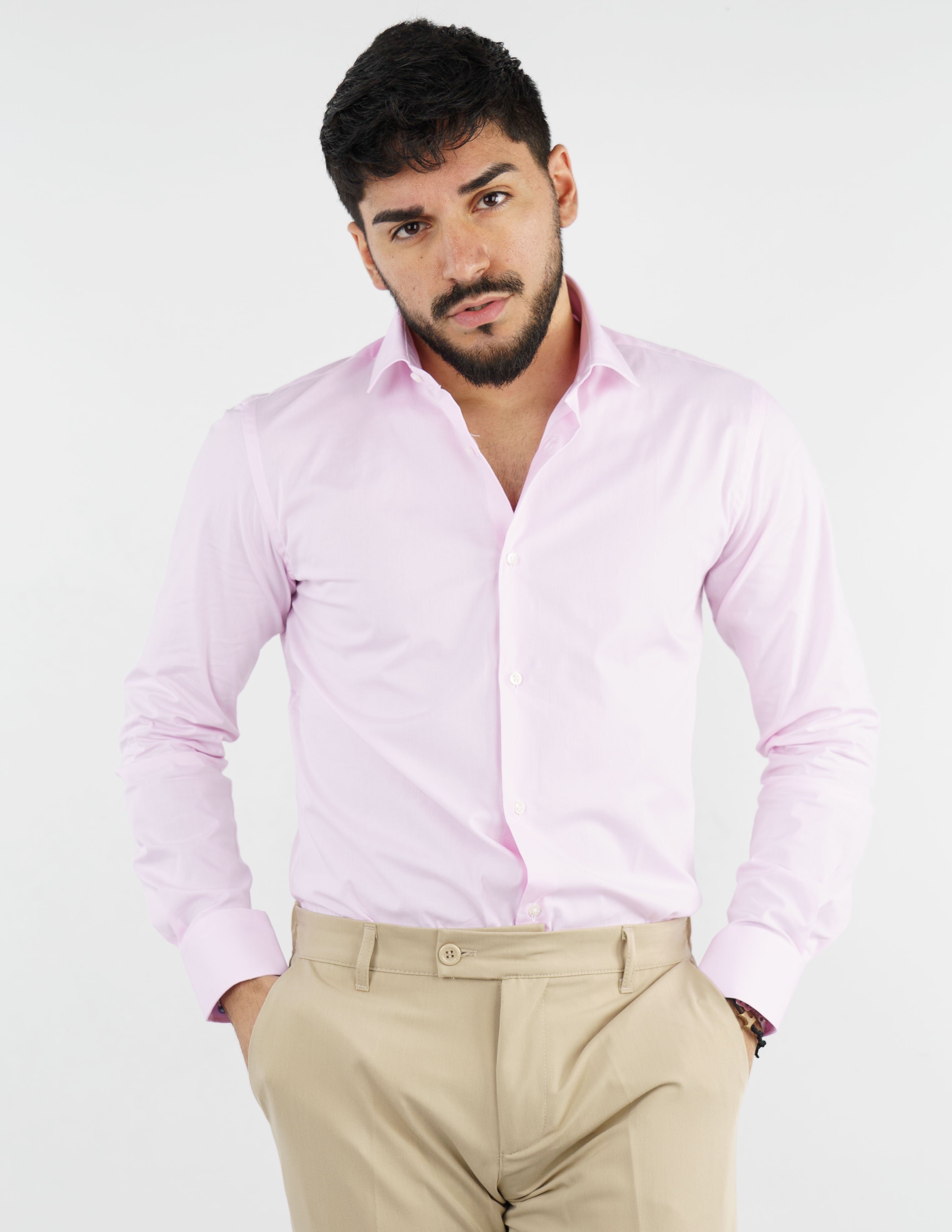 camicia uomo in cotone collo francese