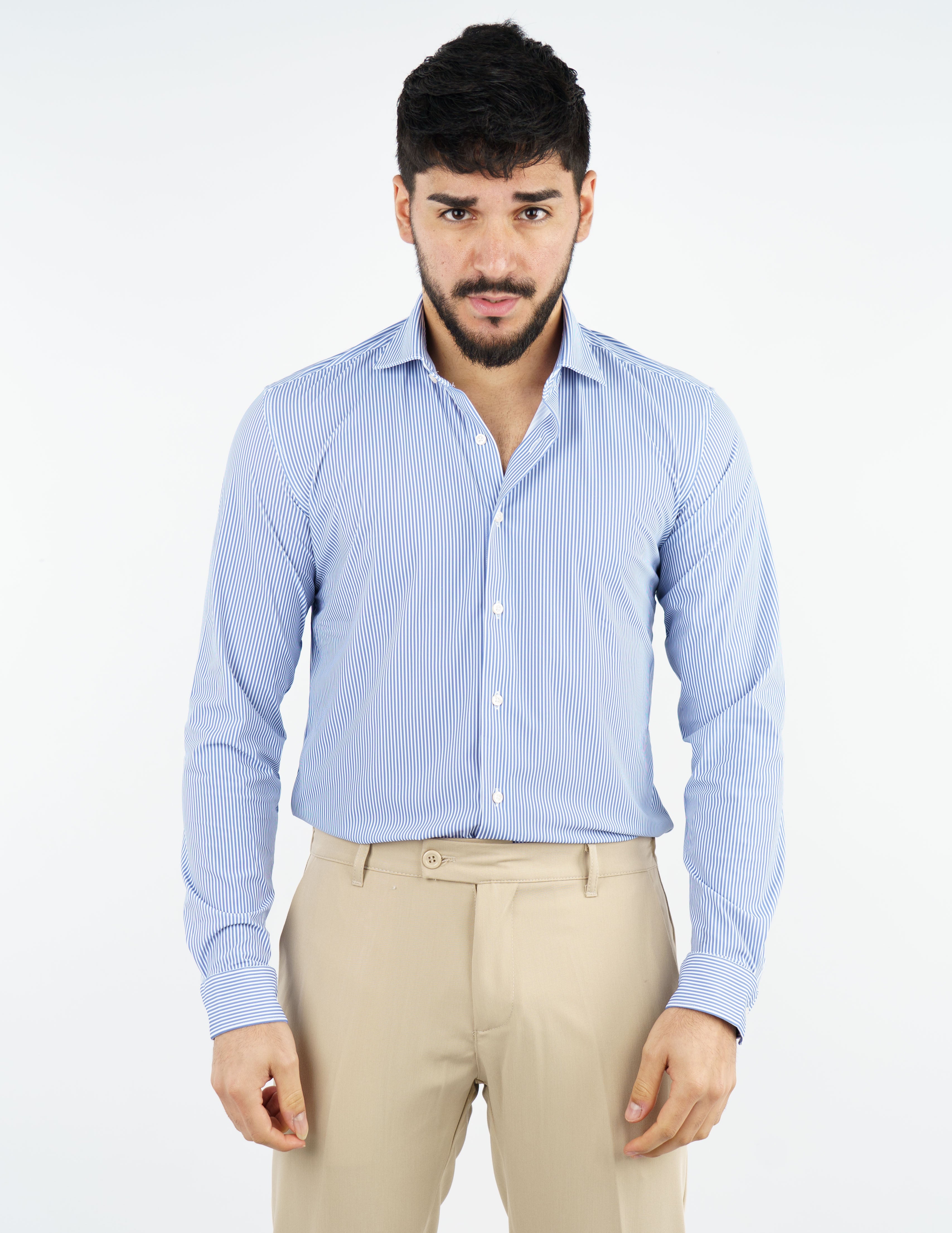 CAMICIA UOMO EXTRA LIGHT TESSUTO NO STIRO RIGATA