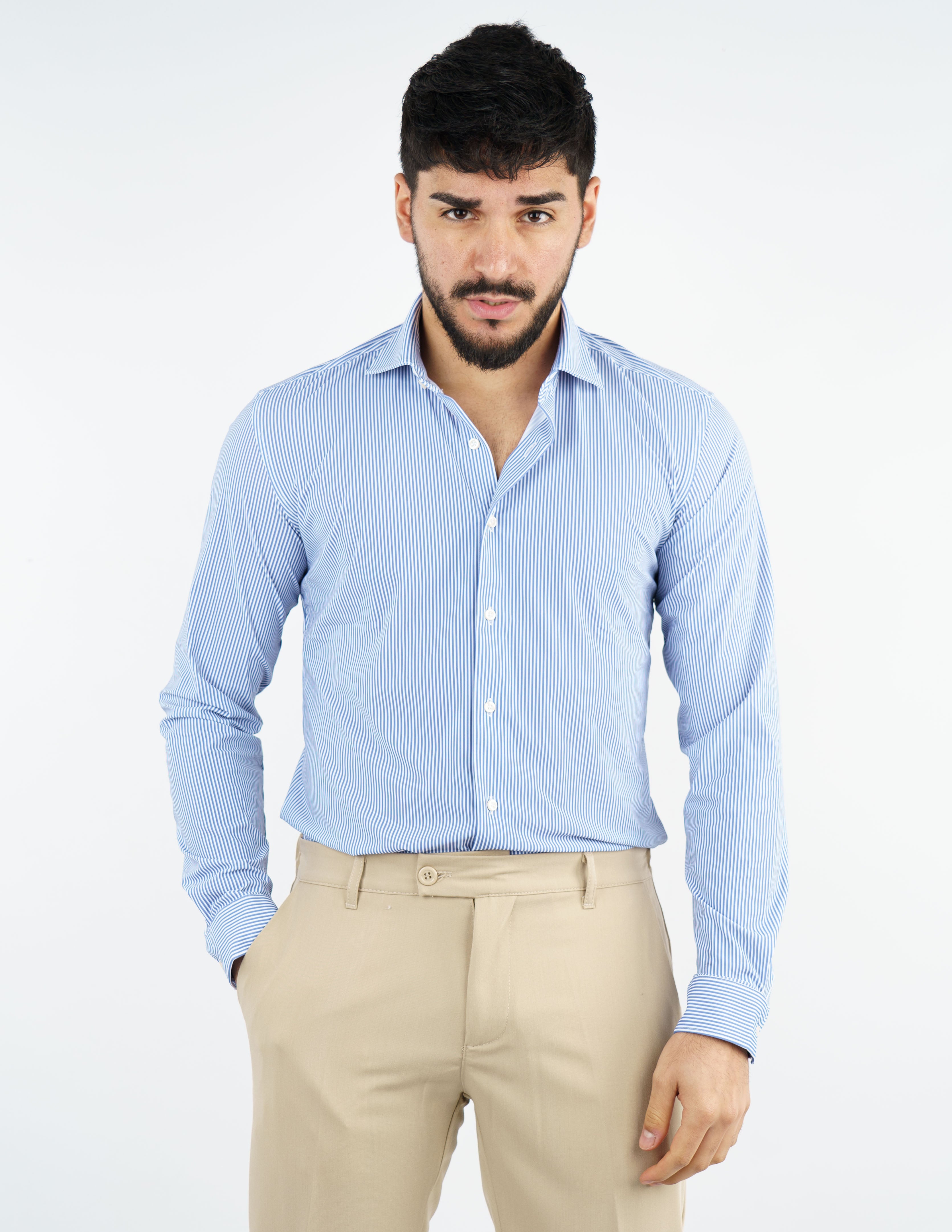 CAMICIA UOMO EXTRA LIGHT TESSUTO NO STIRO RIGATA