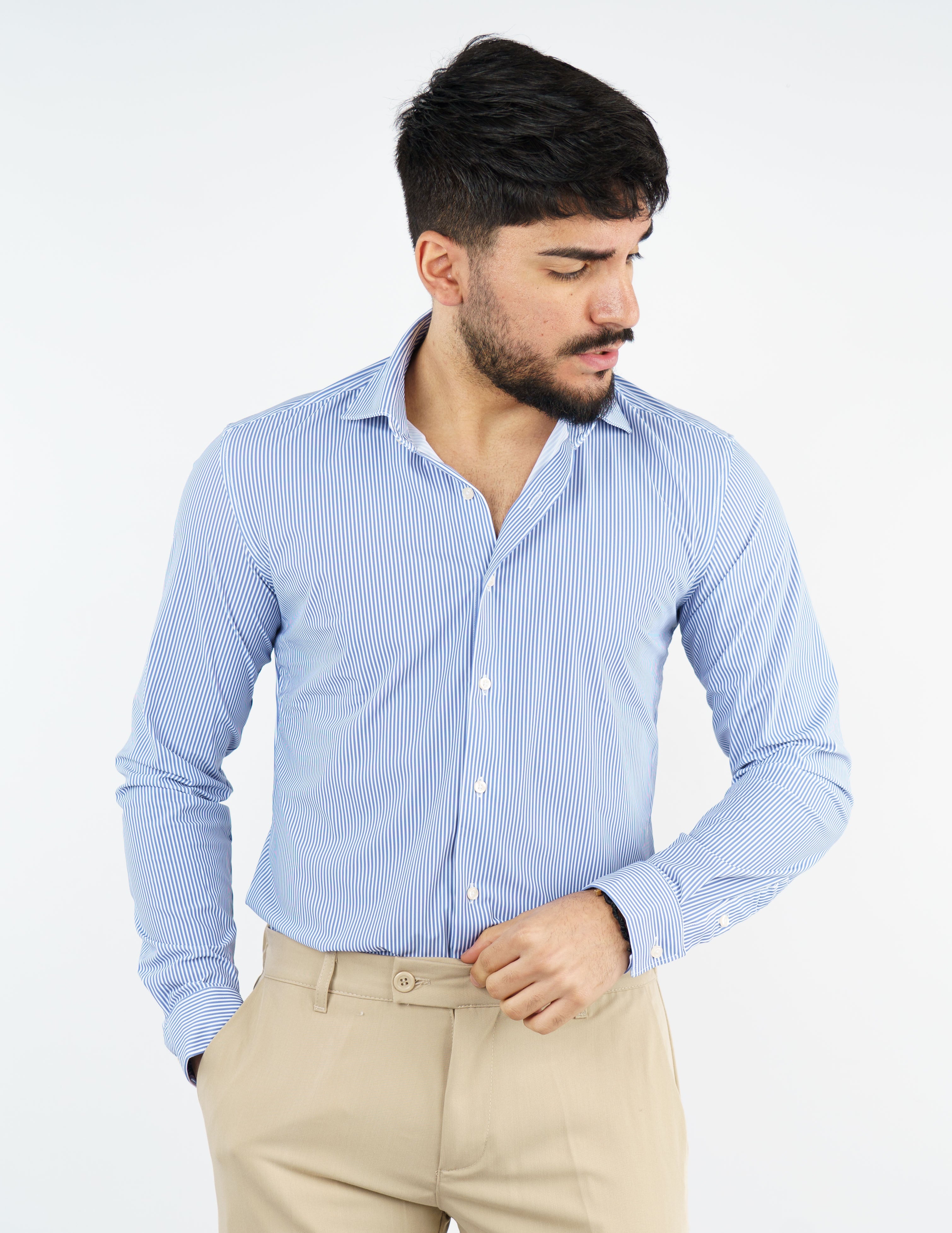 CAMICIA UOMO EXTRA LIGHT TESSUTO NO STIRO RIGATA