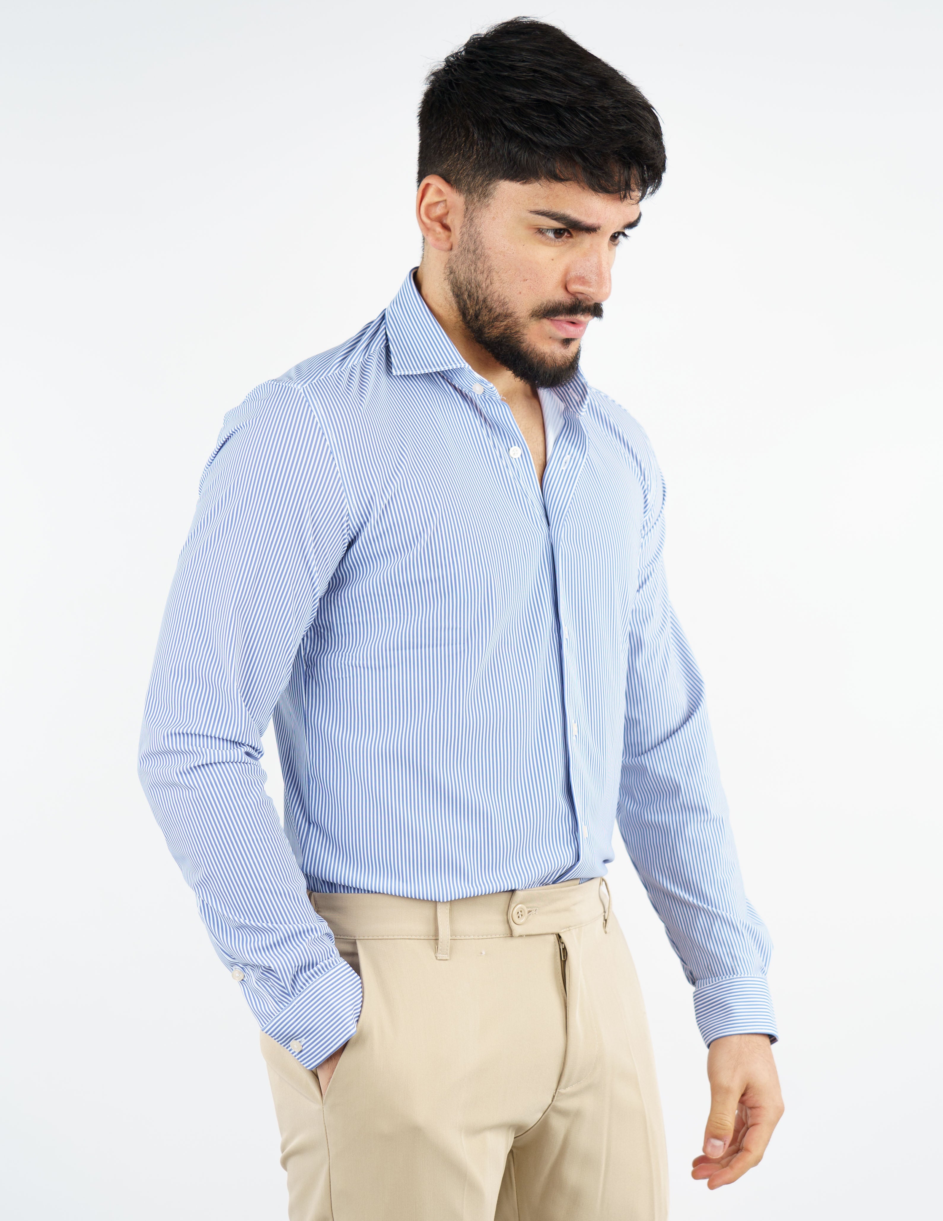 CAMICIA UOMO EXTRA LIGHT TESSUTO NO STIRO RIGATA