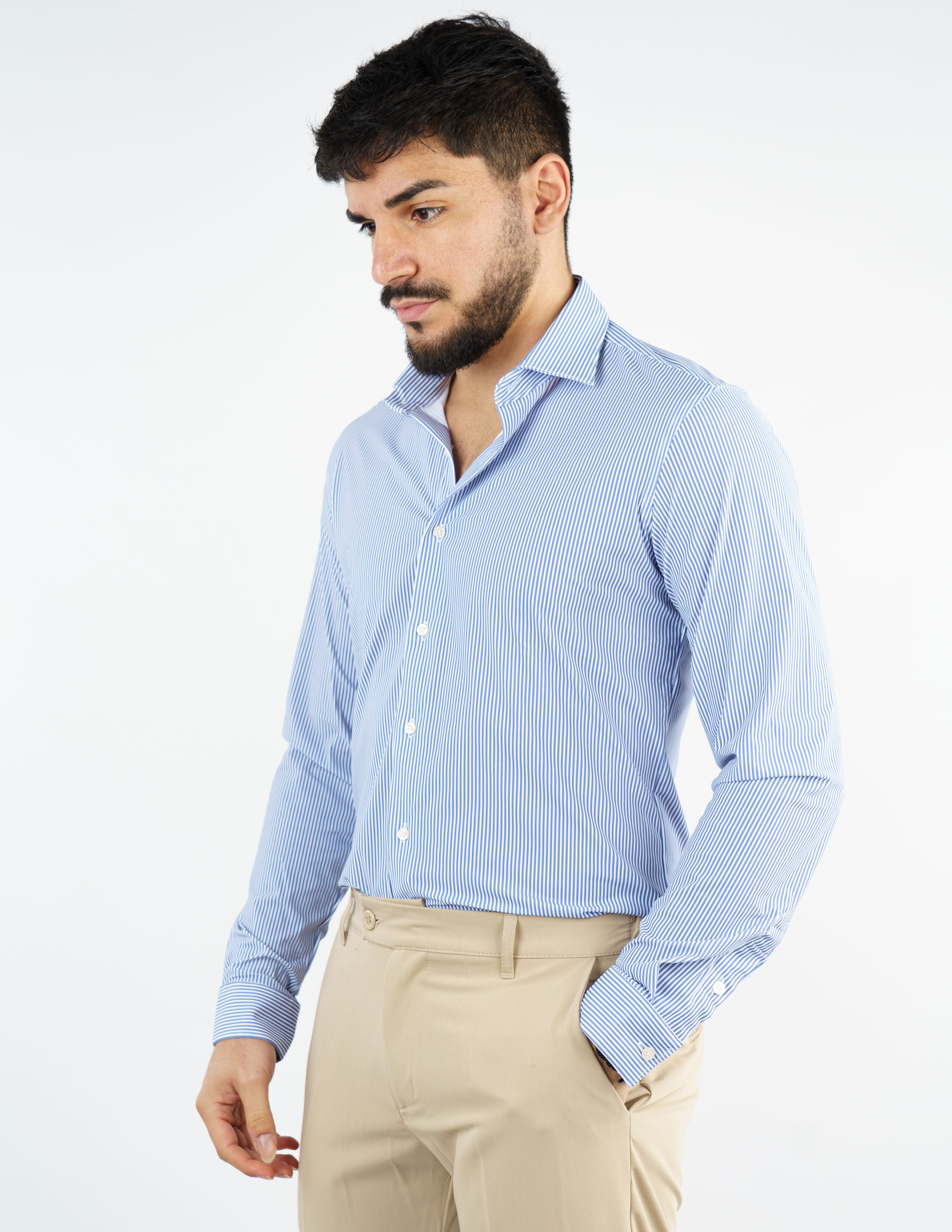 CAMICIA UOMO EXTRA LIGHT TESSUTO NO STIRO RIGATA