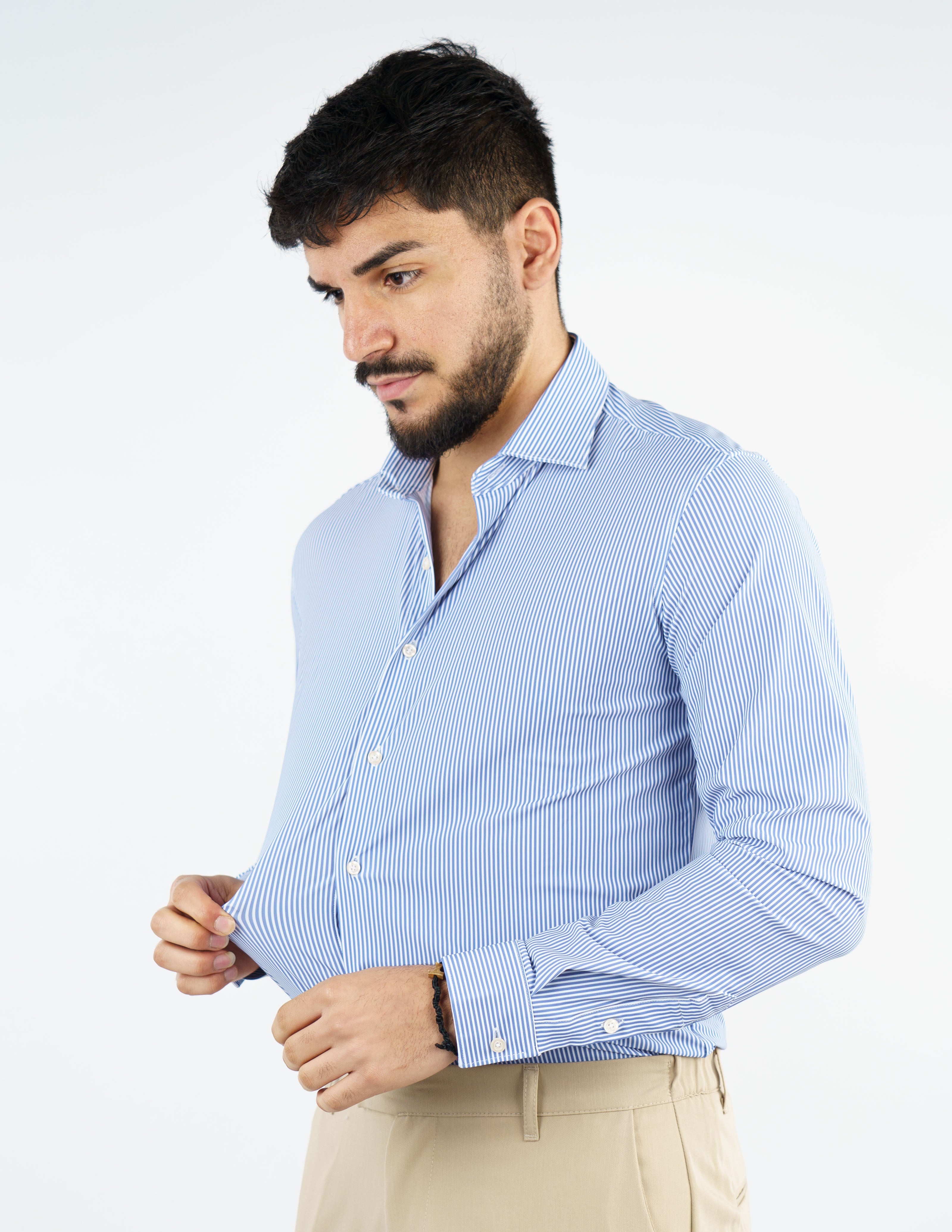 CAMICIA UOMO EXTRA LIGHT TESSUTO NO STIRO RIGATA