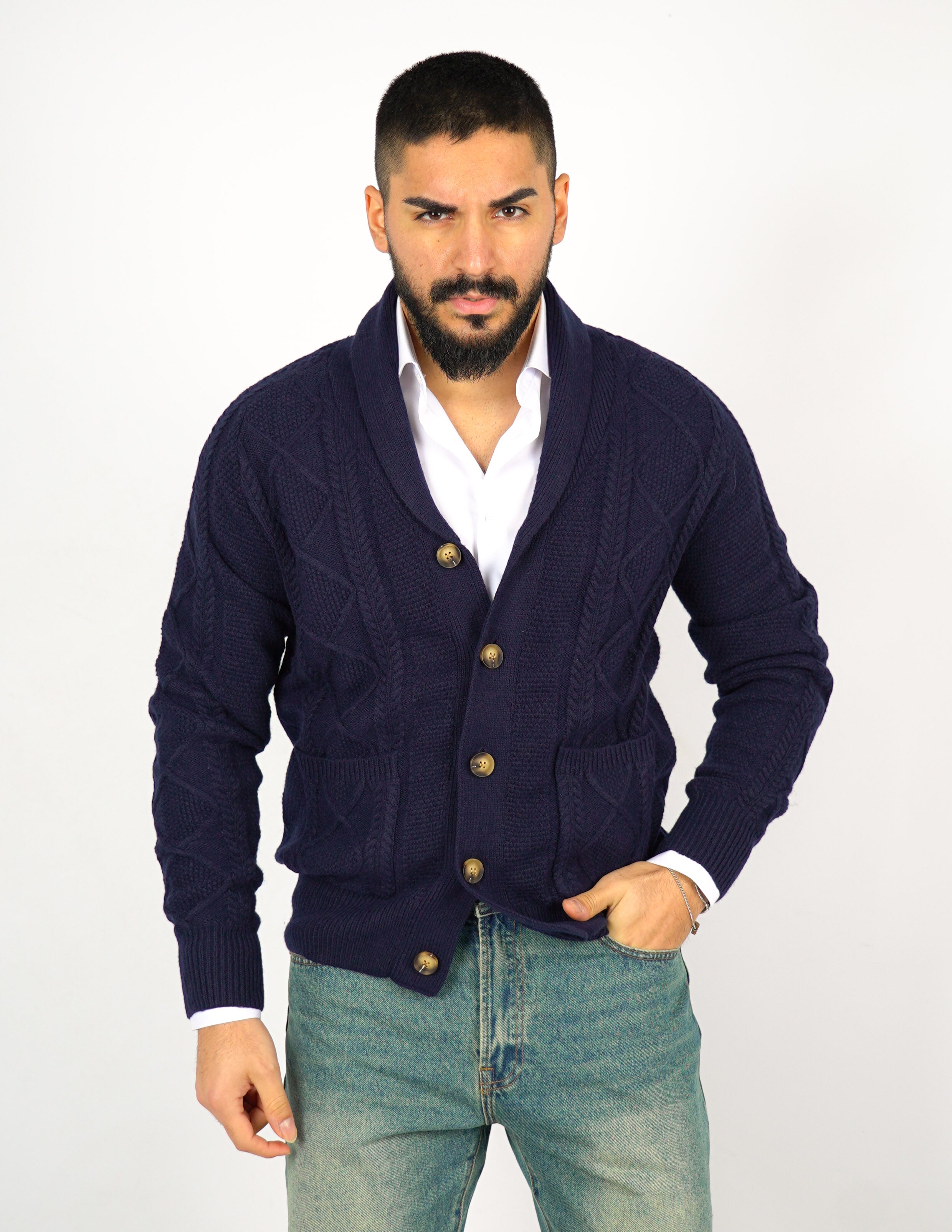 CARDIGAN STRUTTURATO CON COLLO