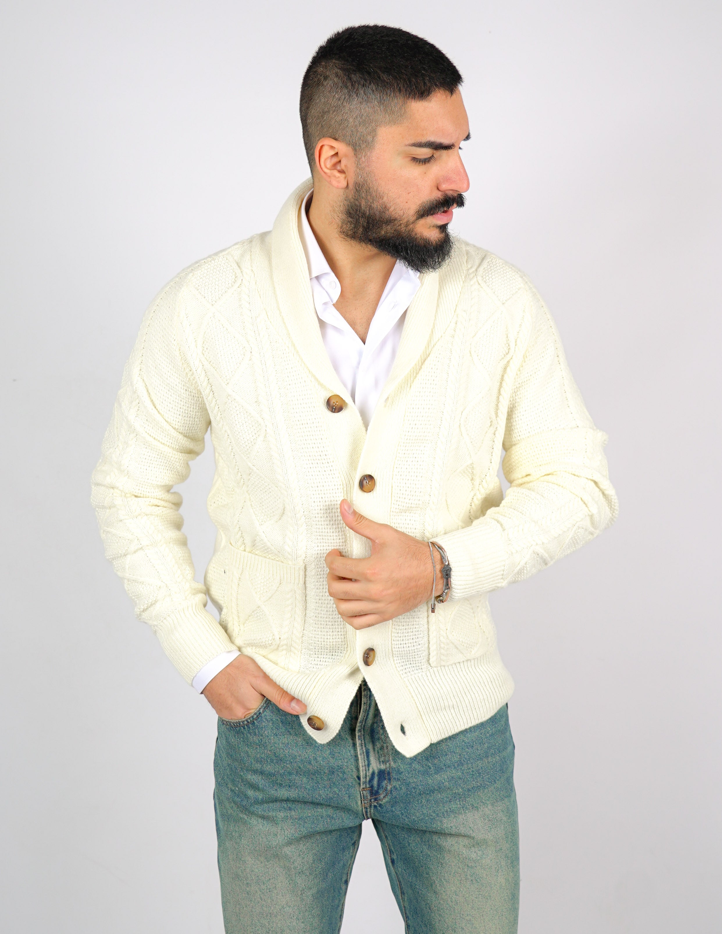 CARDIGAN STRUTTURATO CON COLLO