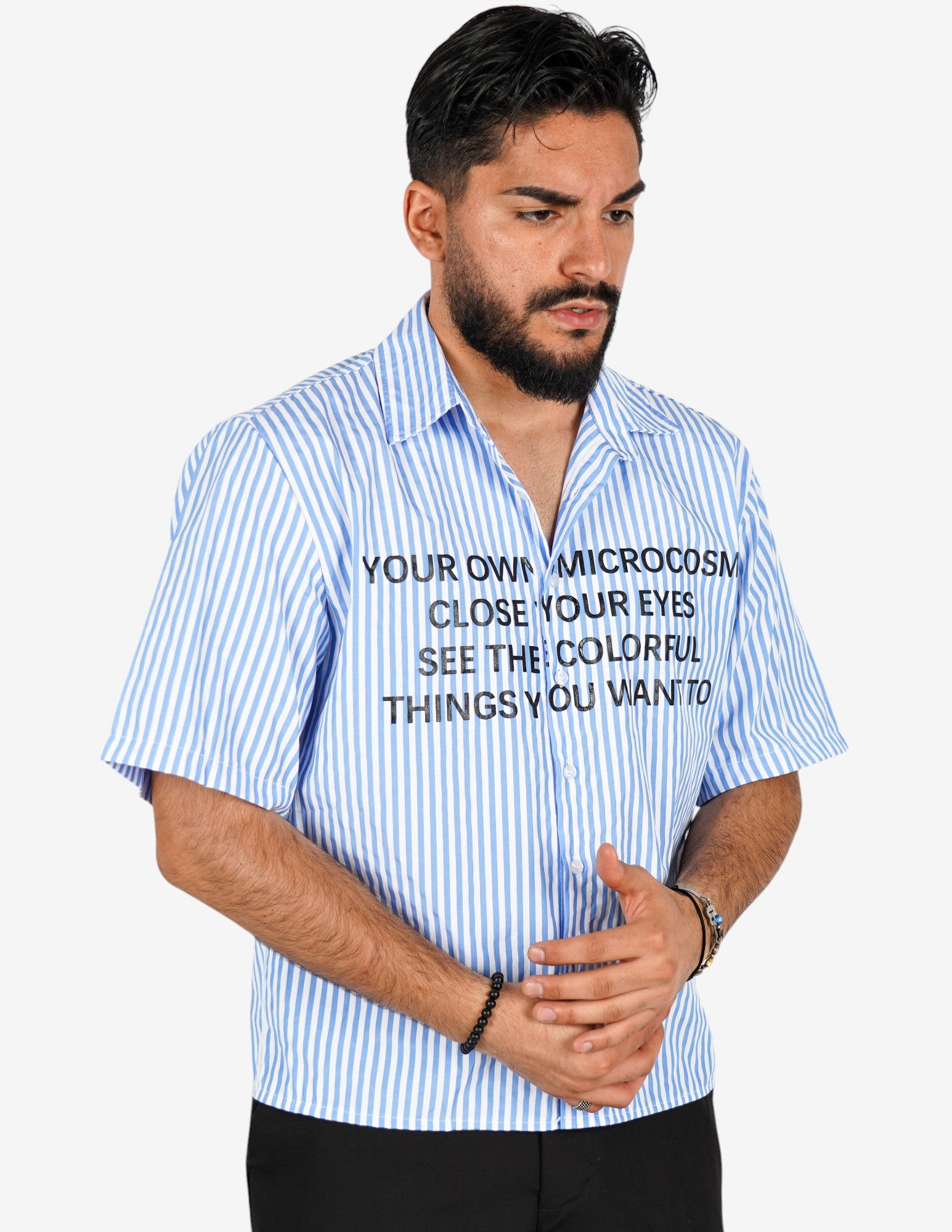 Camicia crop con stampa rigata