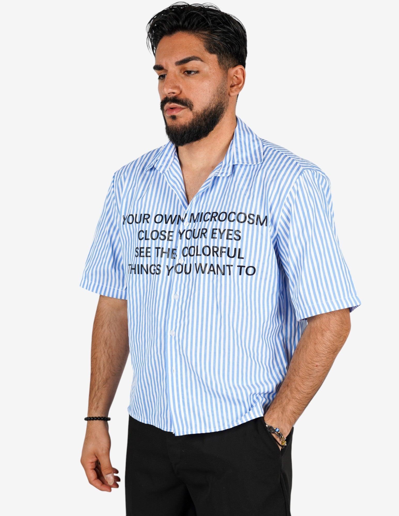 Camicia crop con stampa rigata