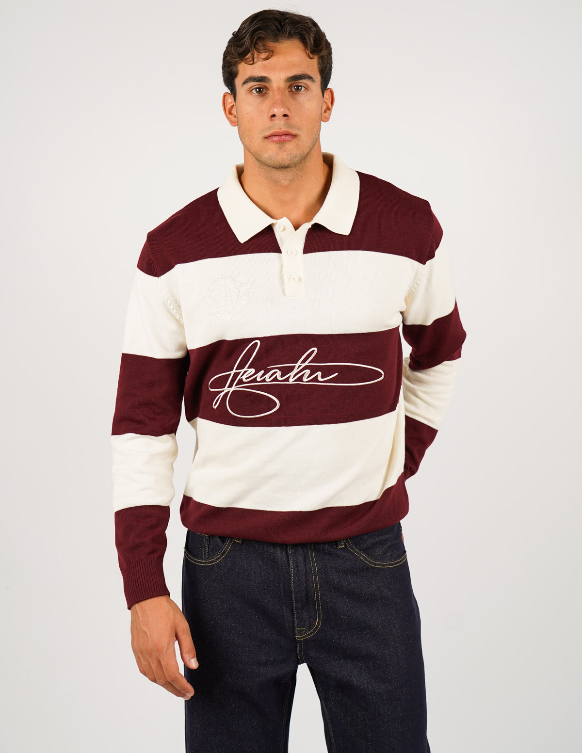 POLO MANICA LUNGA RIGATA CON RICAMI