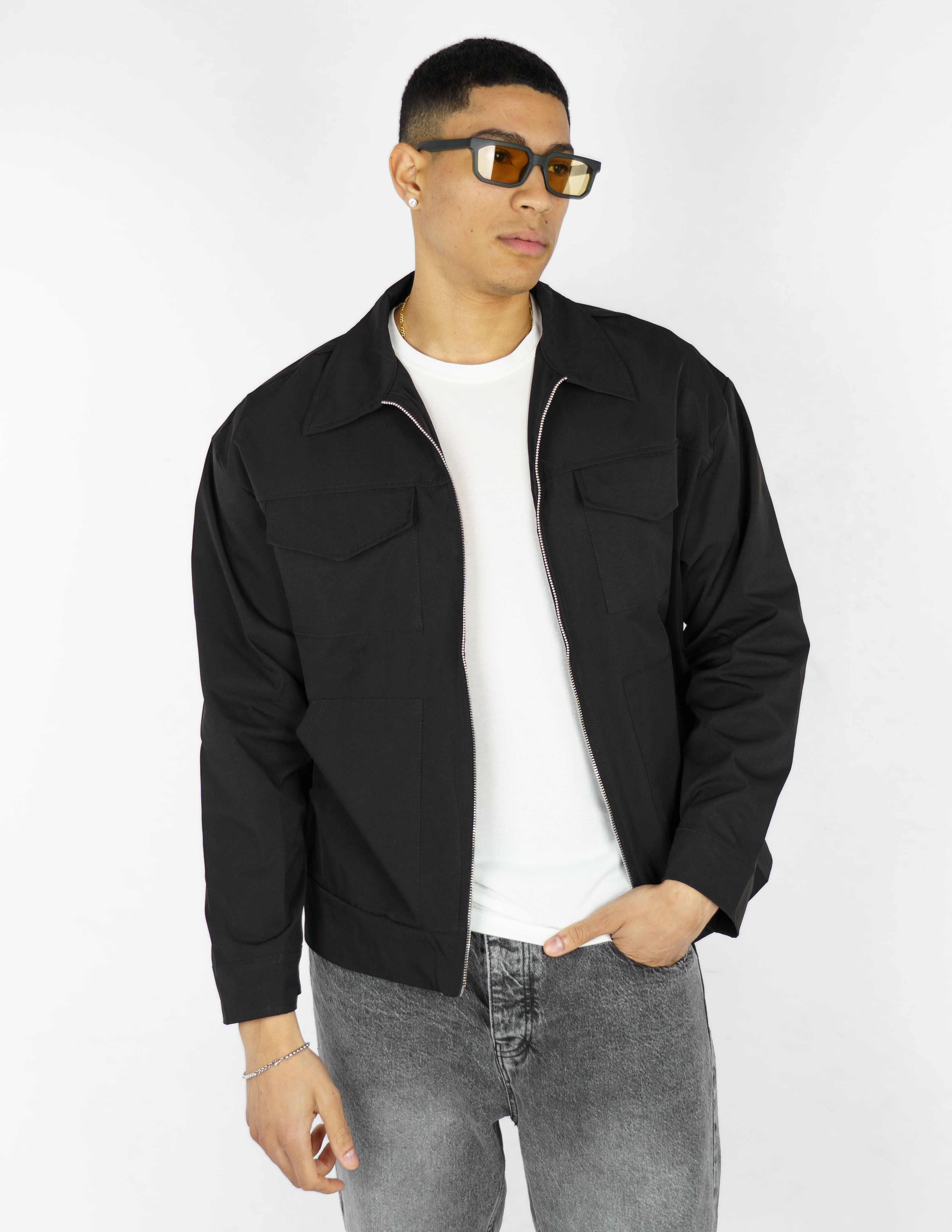 Giacca over shirt in tessuto tecnico
