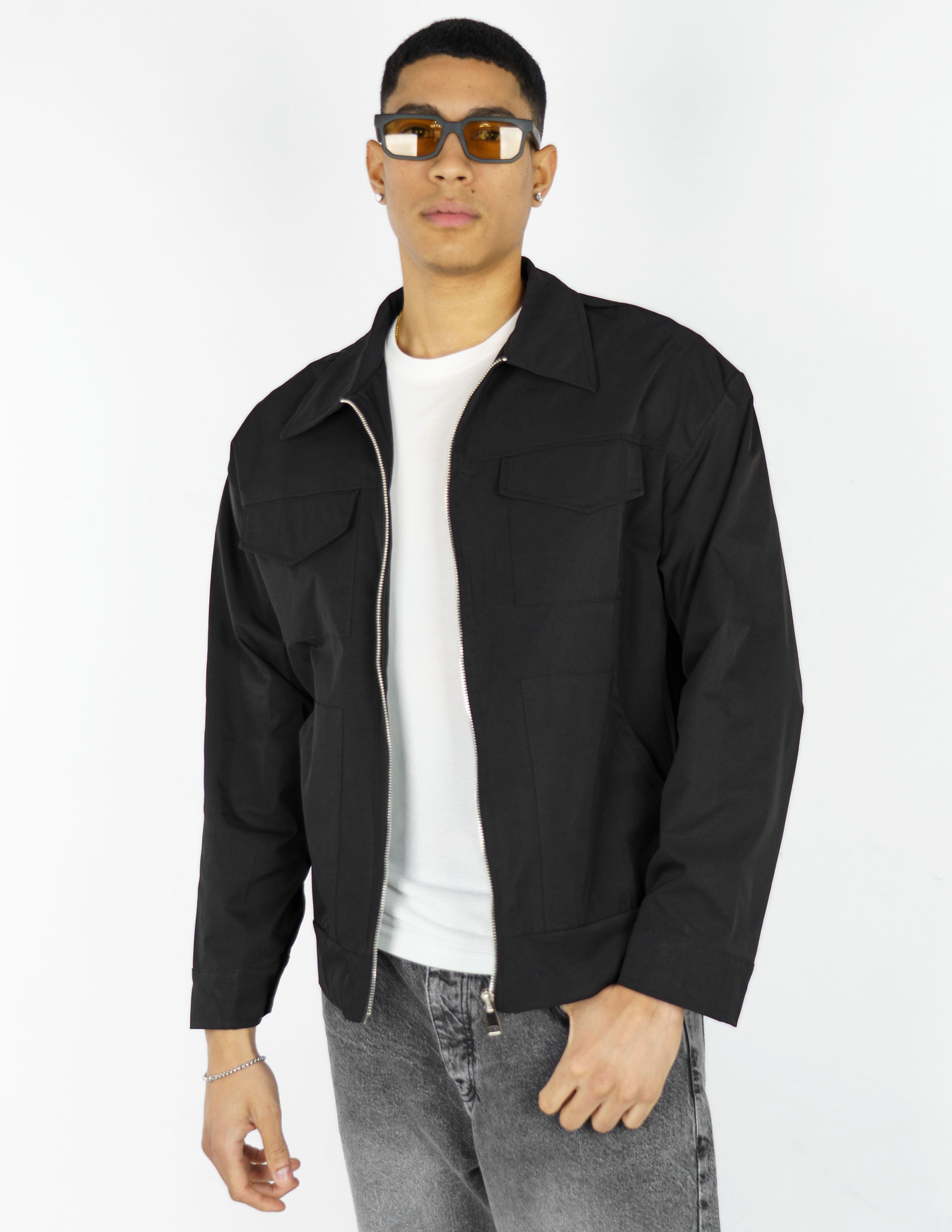 Giacca over shirt in tessuto tecnico