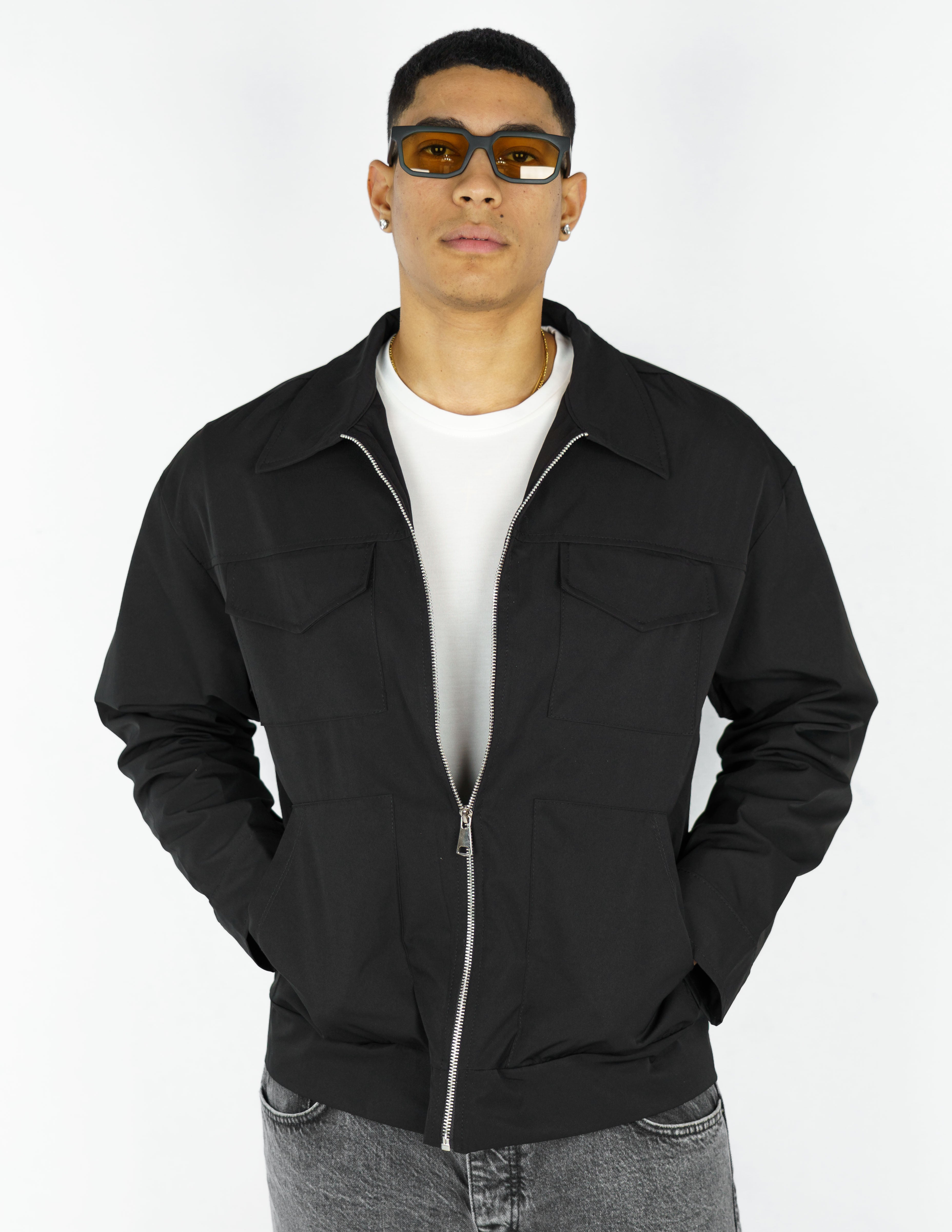 Giacca over shirt in tessuto tecnico