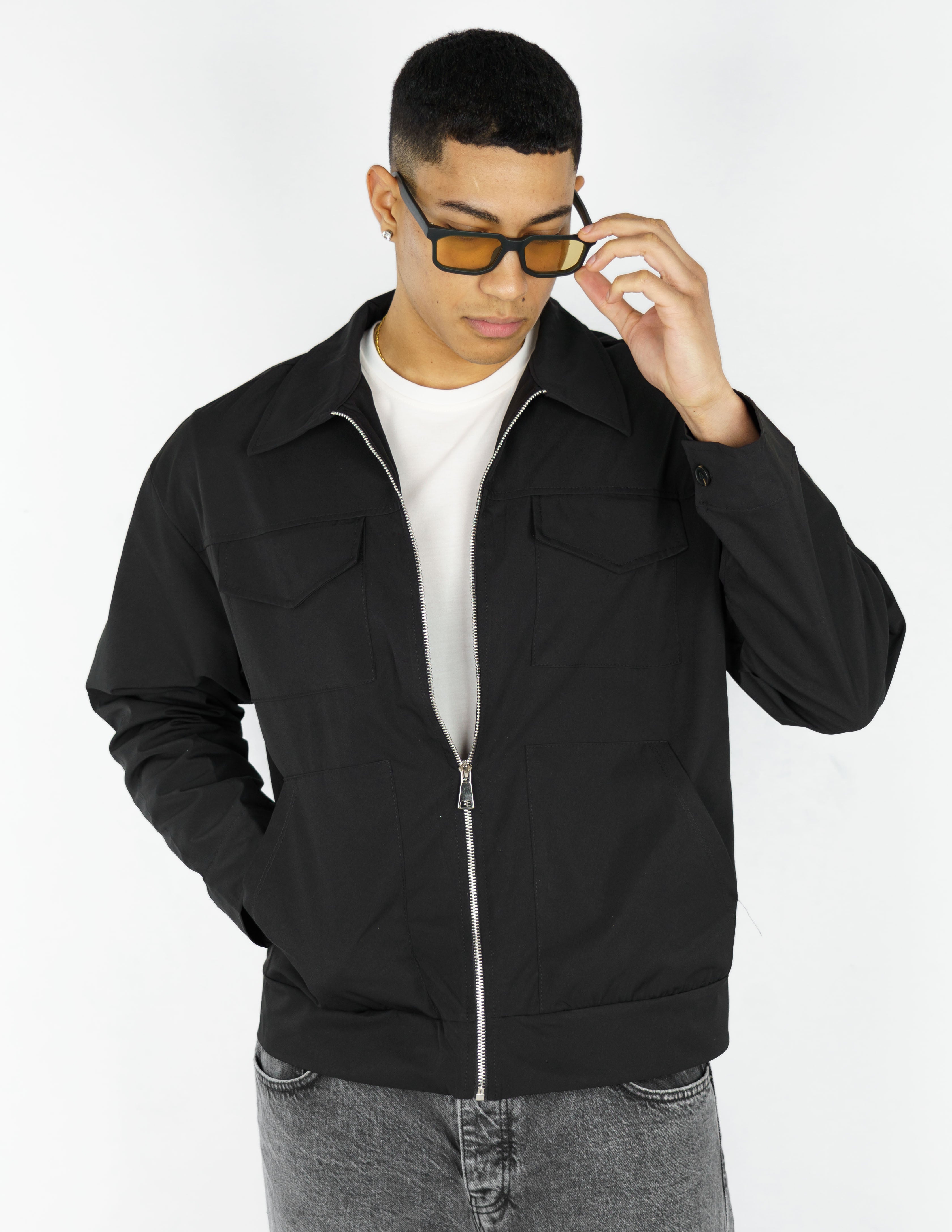 Giacca over shirt in tessuto tecnico