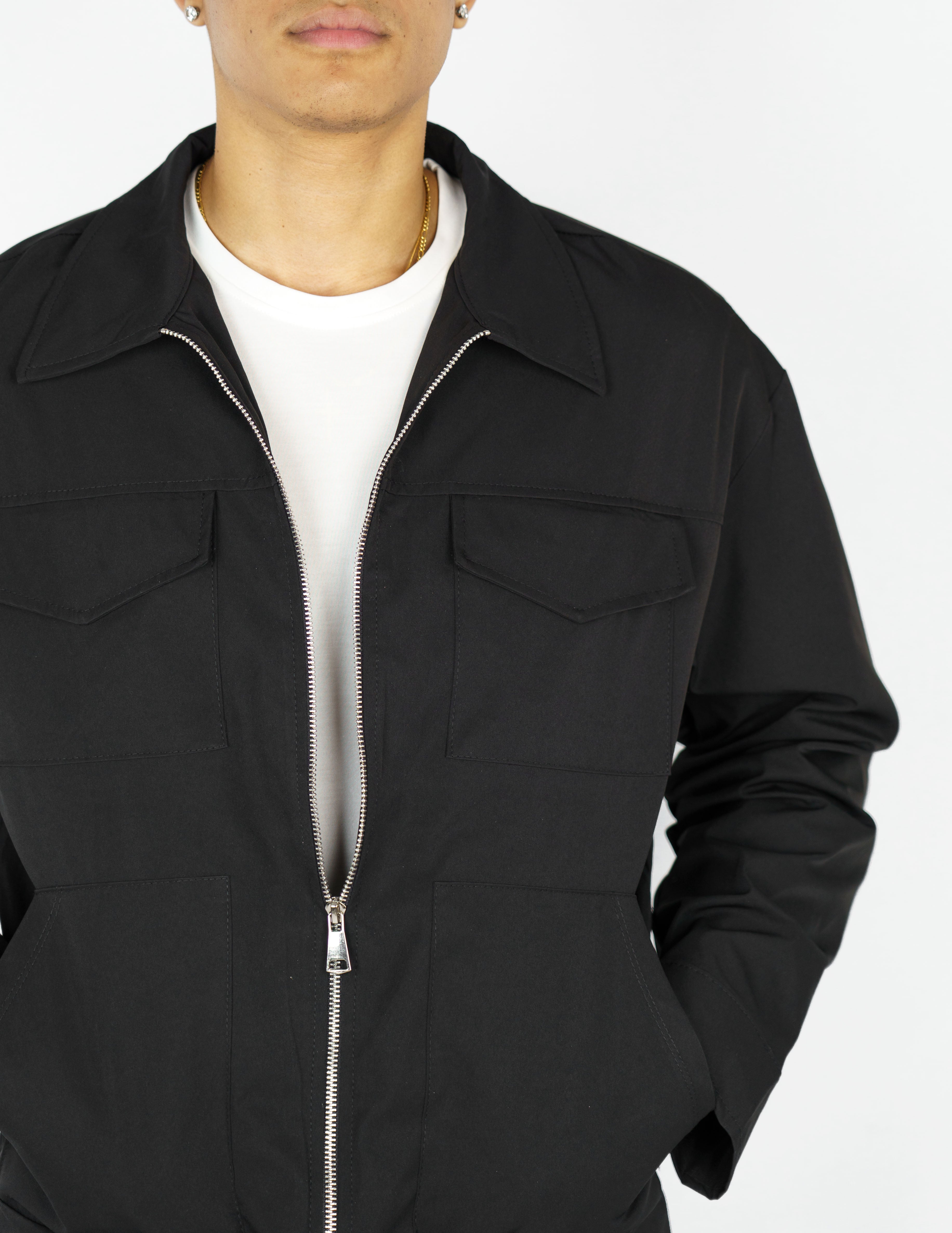 Giacca over shirt in tessuto tecnico