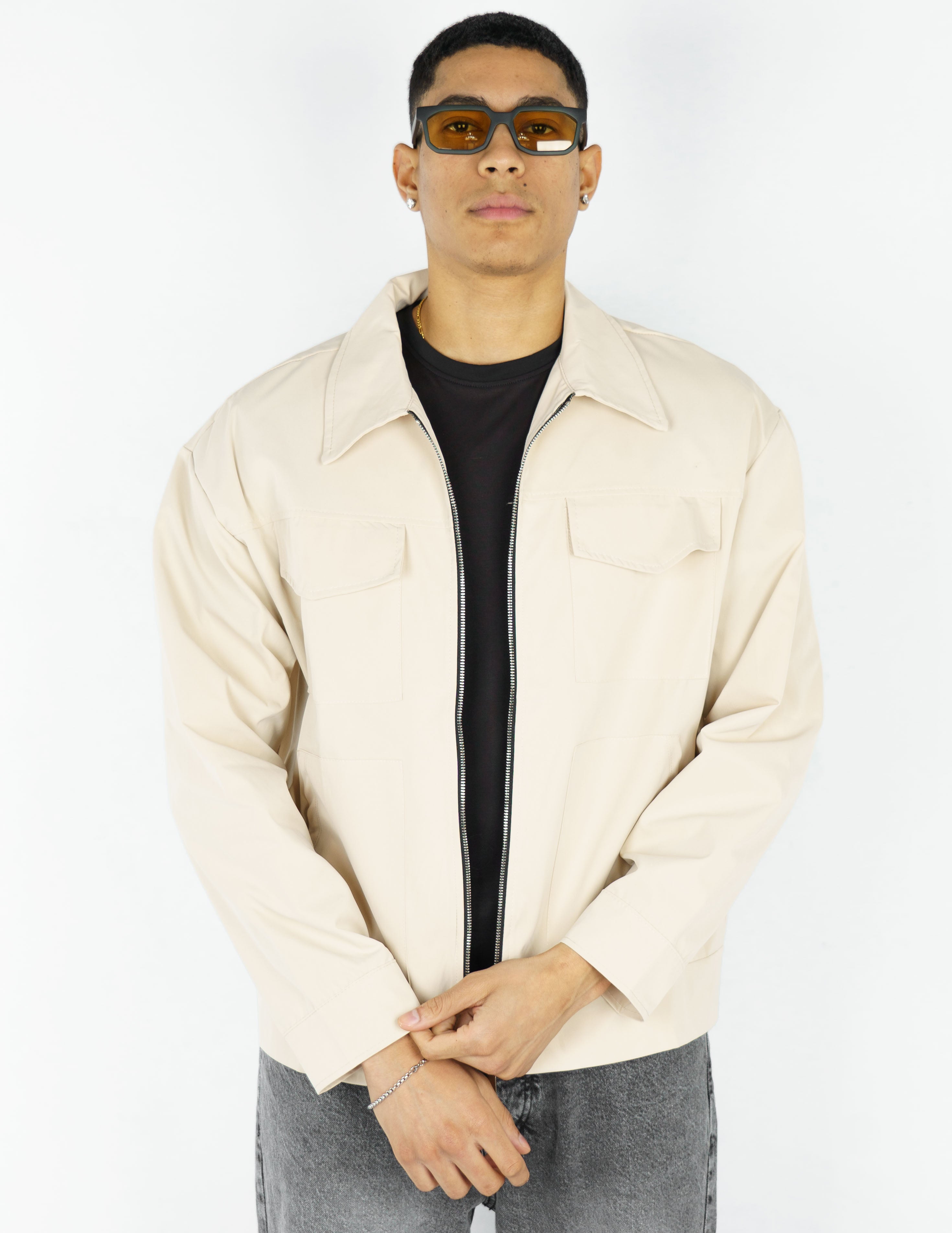 Giacca over shirt in tessuto tecnico