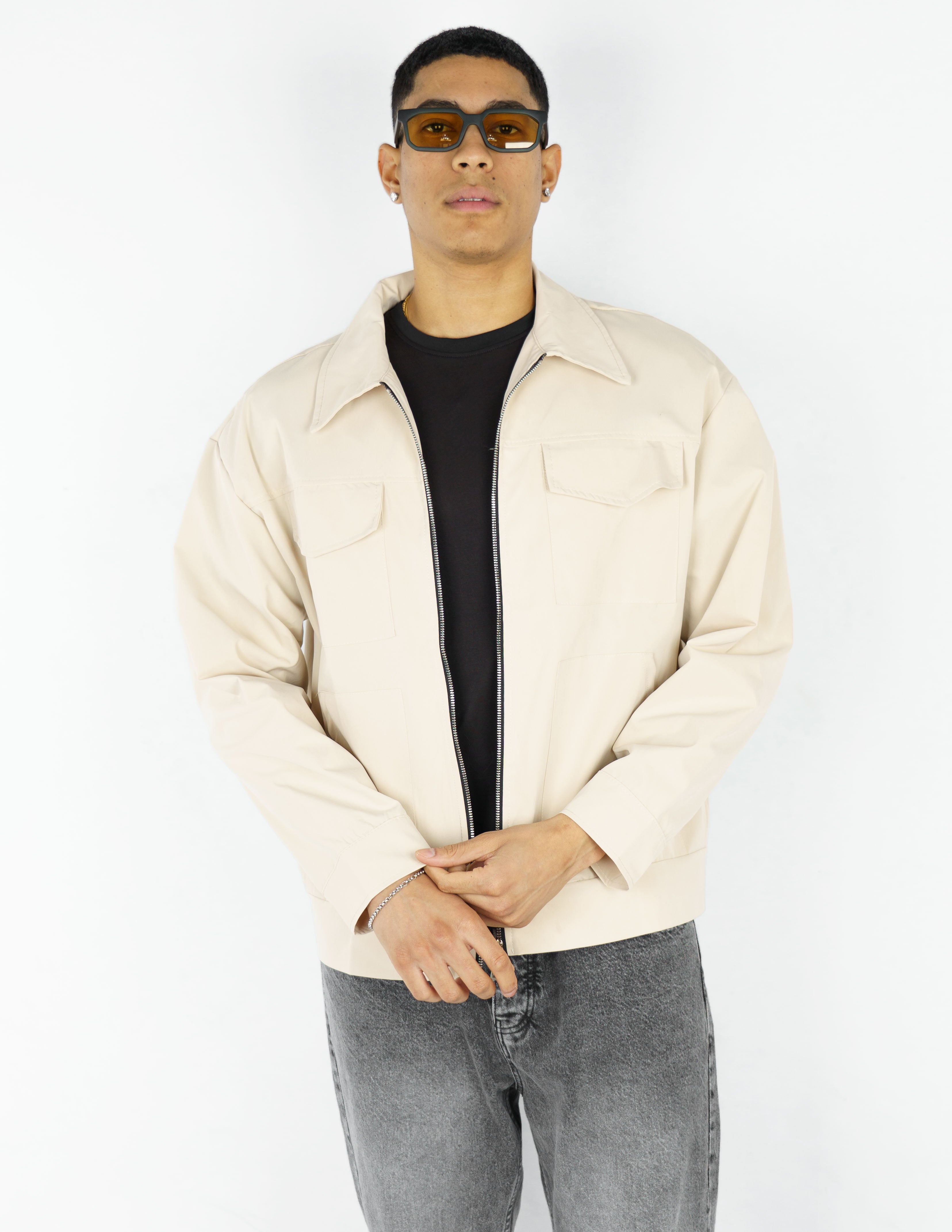 Giacca over shirt in tessuto tecnico
